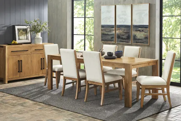 Ithaca Natural 5 Pc Dining Room with Upholstered Chairs