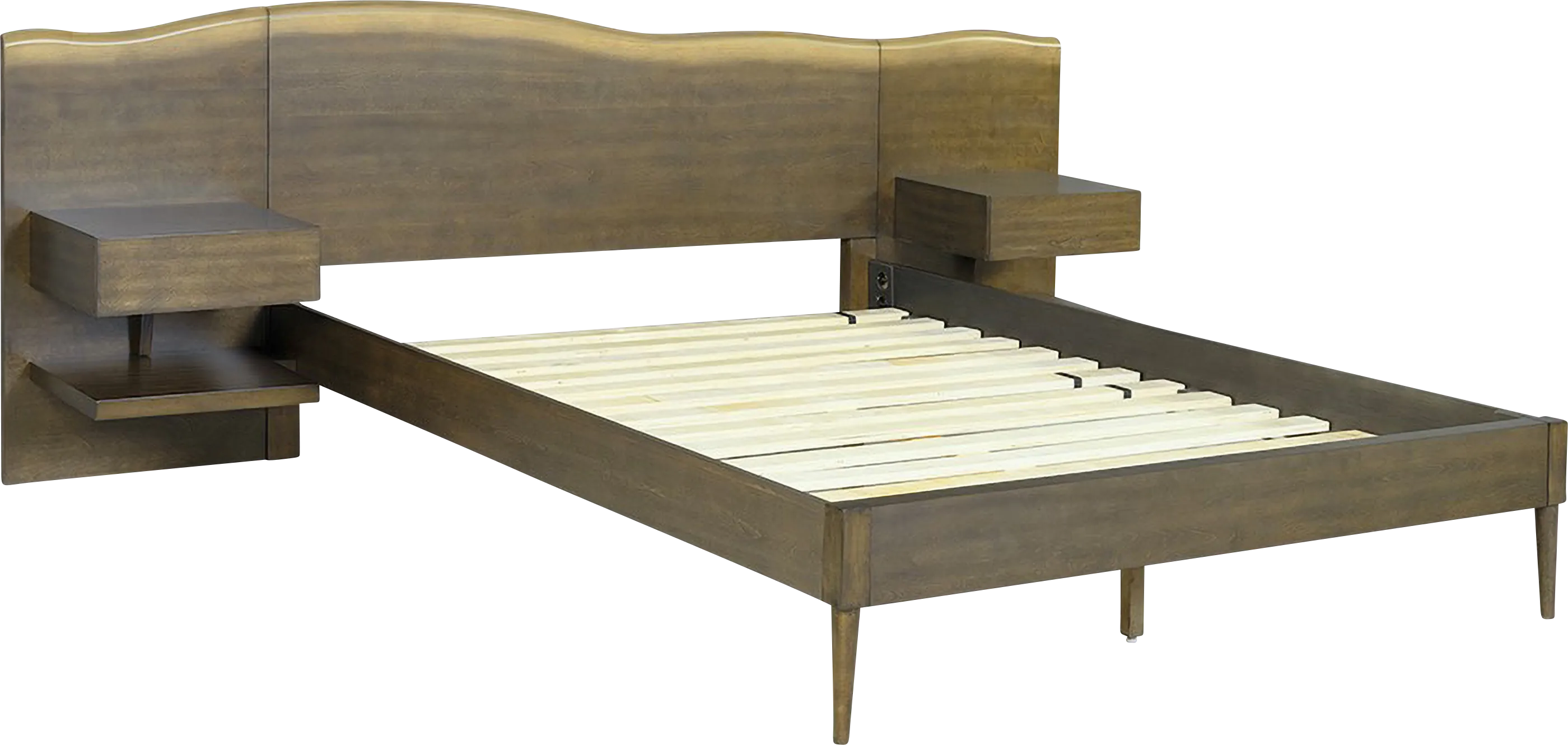 Dreibrodt Brown Queen Platform Bed with Nightstands - Thumbnail - Image 1