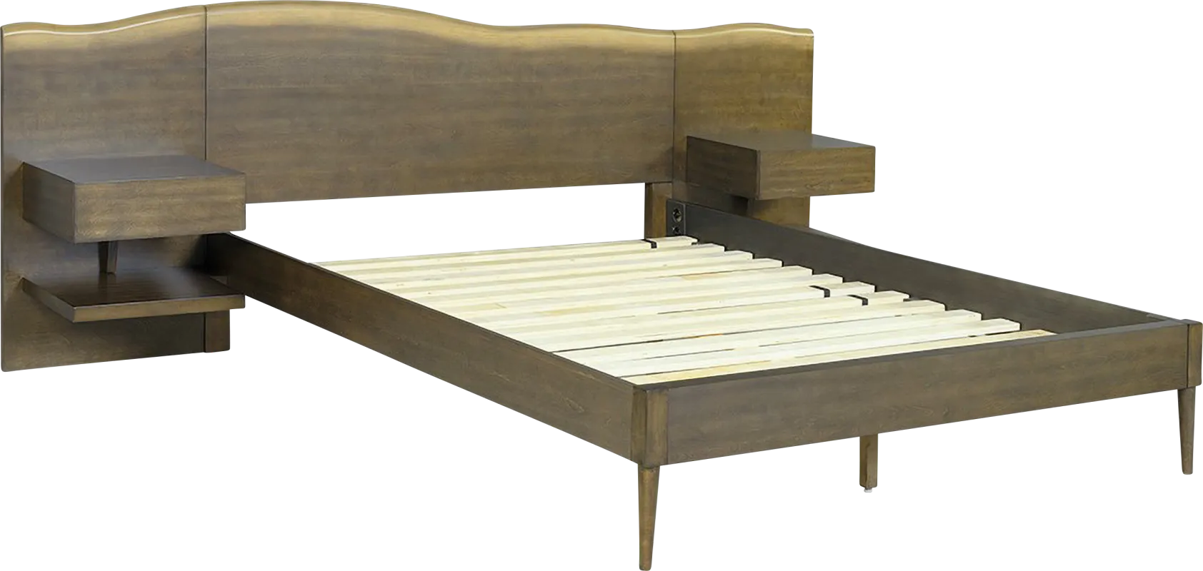 Dreibrodt Brown Queen Platform Bed with Nightstands