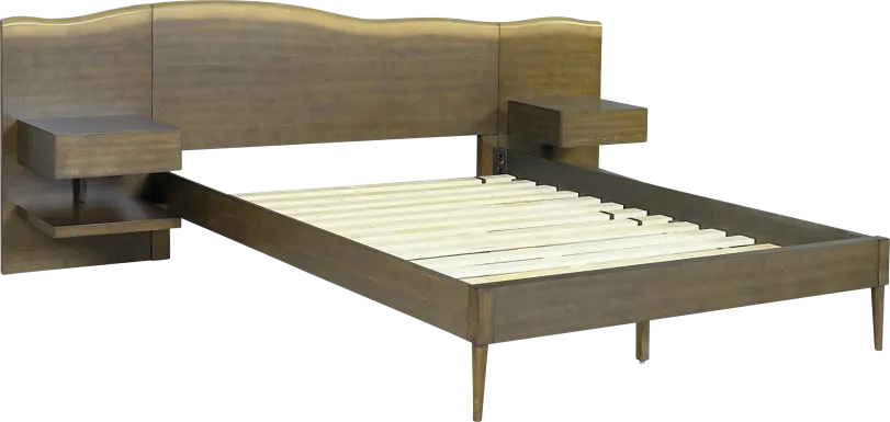 Dreibrodt Brown Queen Platform Bed with Nightstands