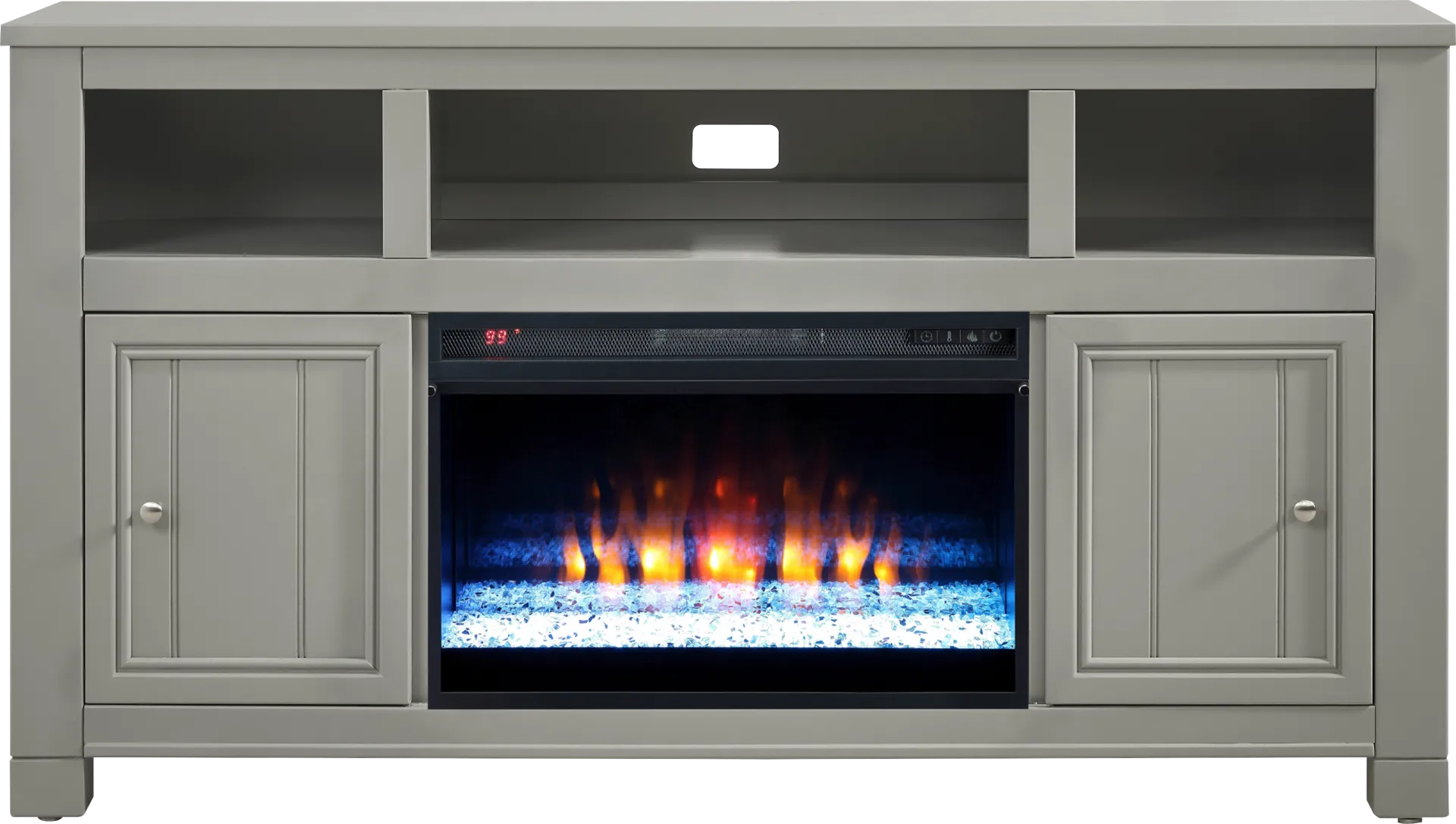 Lakeside Cottage Gray 64 In. Console with Electric Fireplace - Image 1