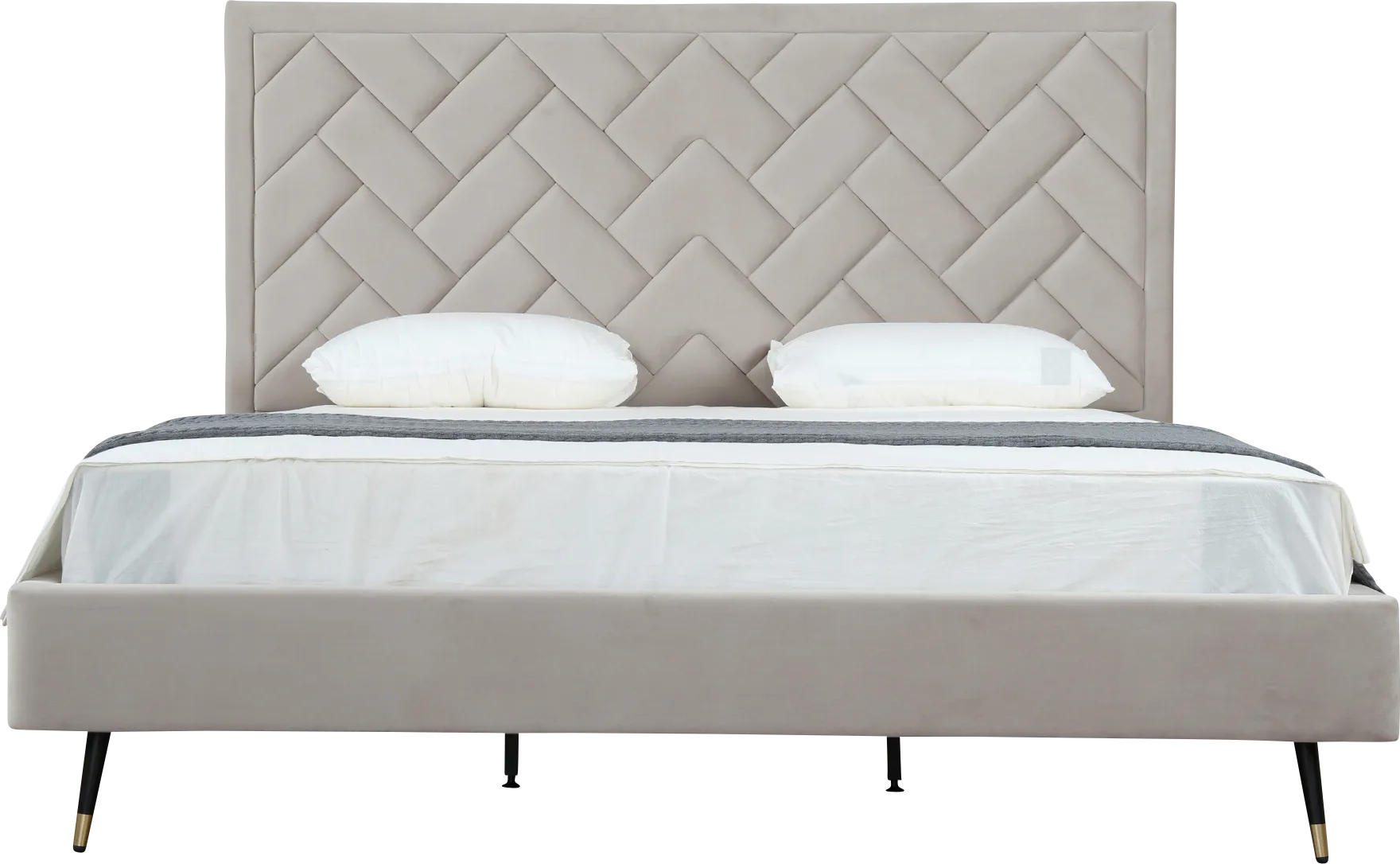 Bevra Light Gray King Bed - Thumbnail - Image 1
