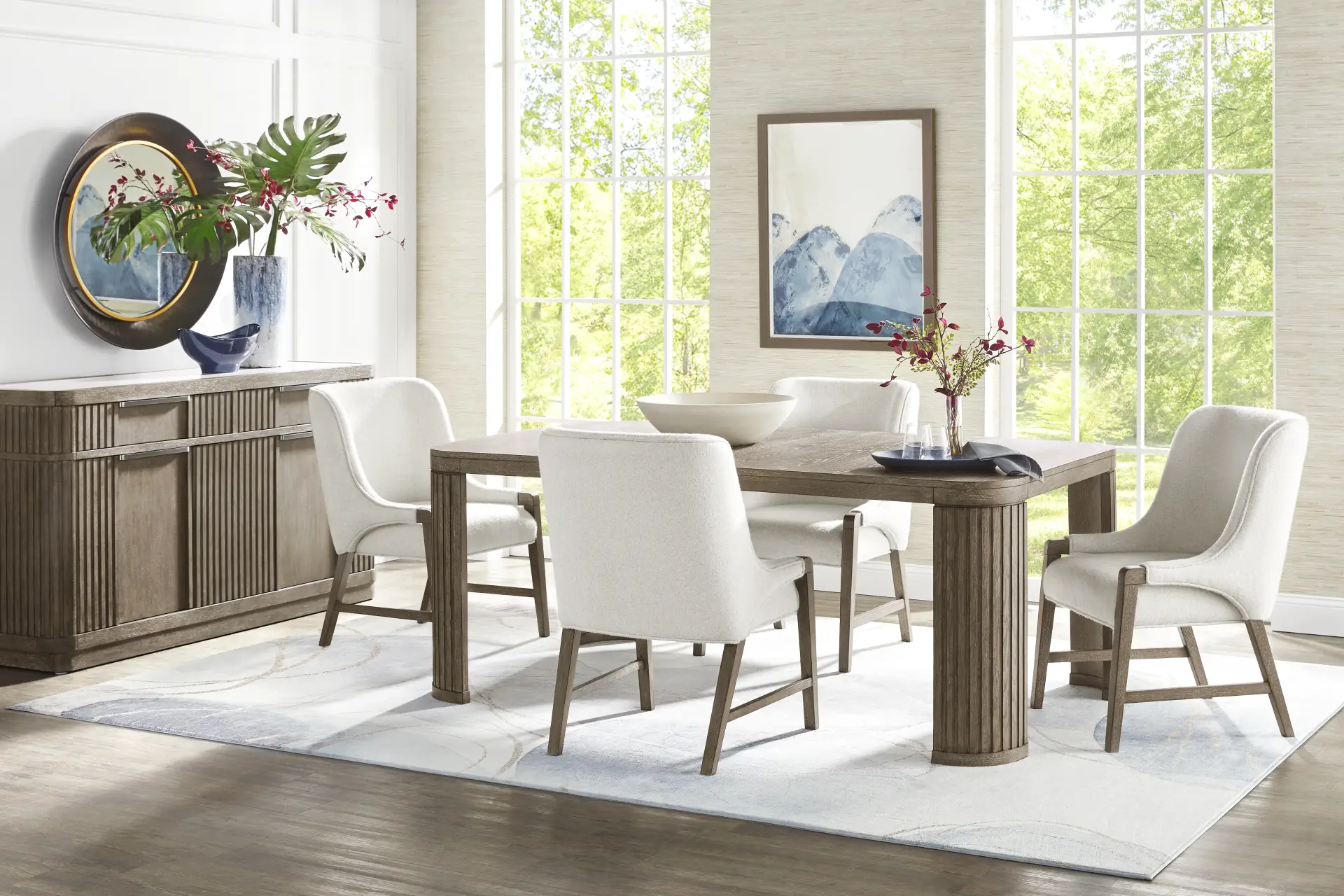 Sausalito Brown 5 Pc Dining Room with Upholstered Chairs full room
