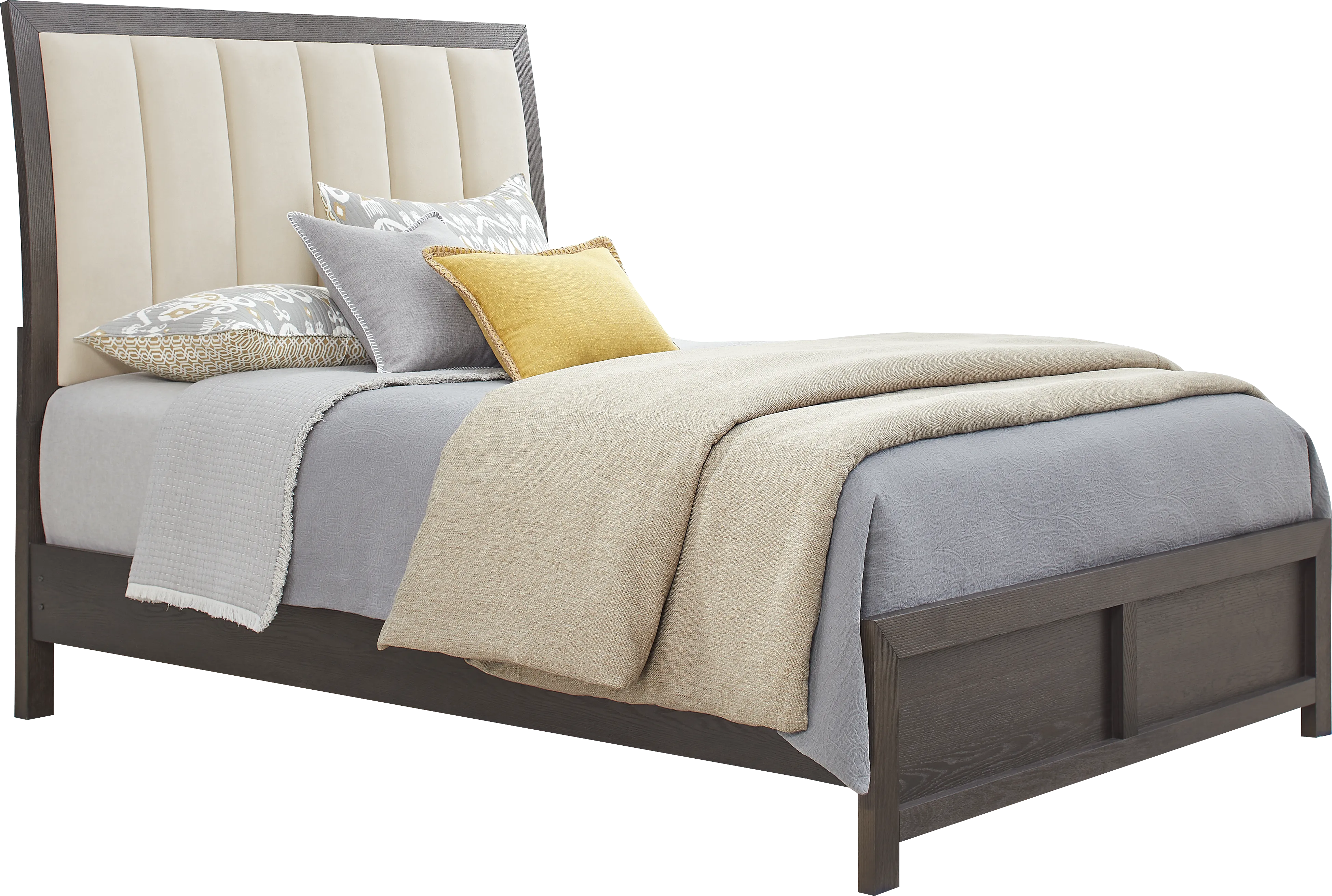 Woodley Dark Brown 7 Pc Queen Upholstered Bedroom - Thumbnail - Image 2