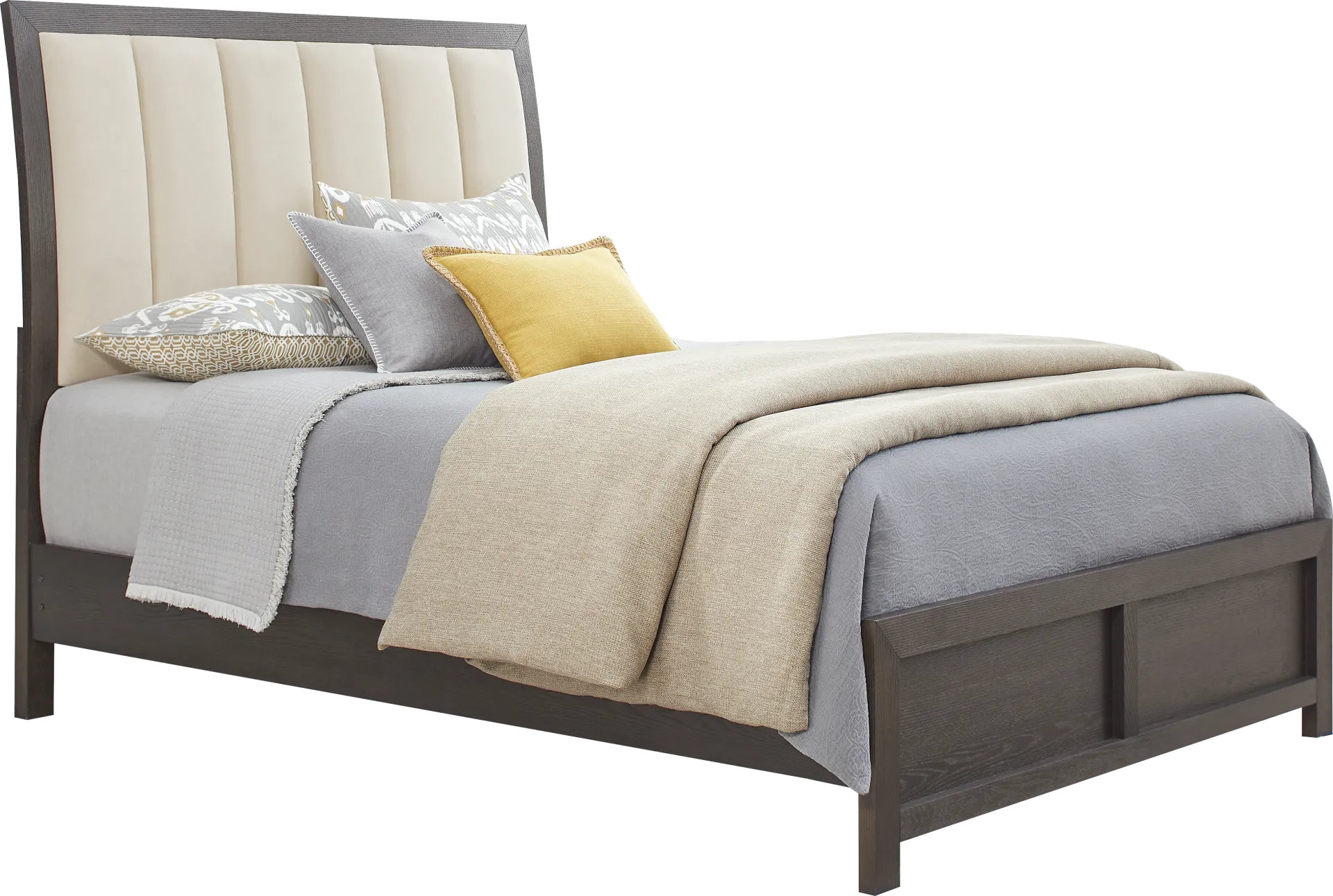 Woodley Dark Brown 7 Pc Queen Upholstered Bedroom - Image 2