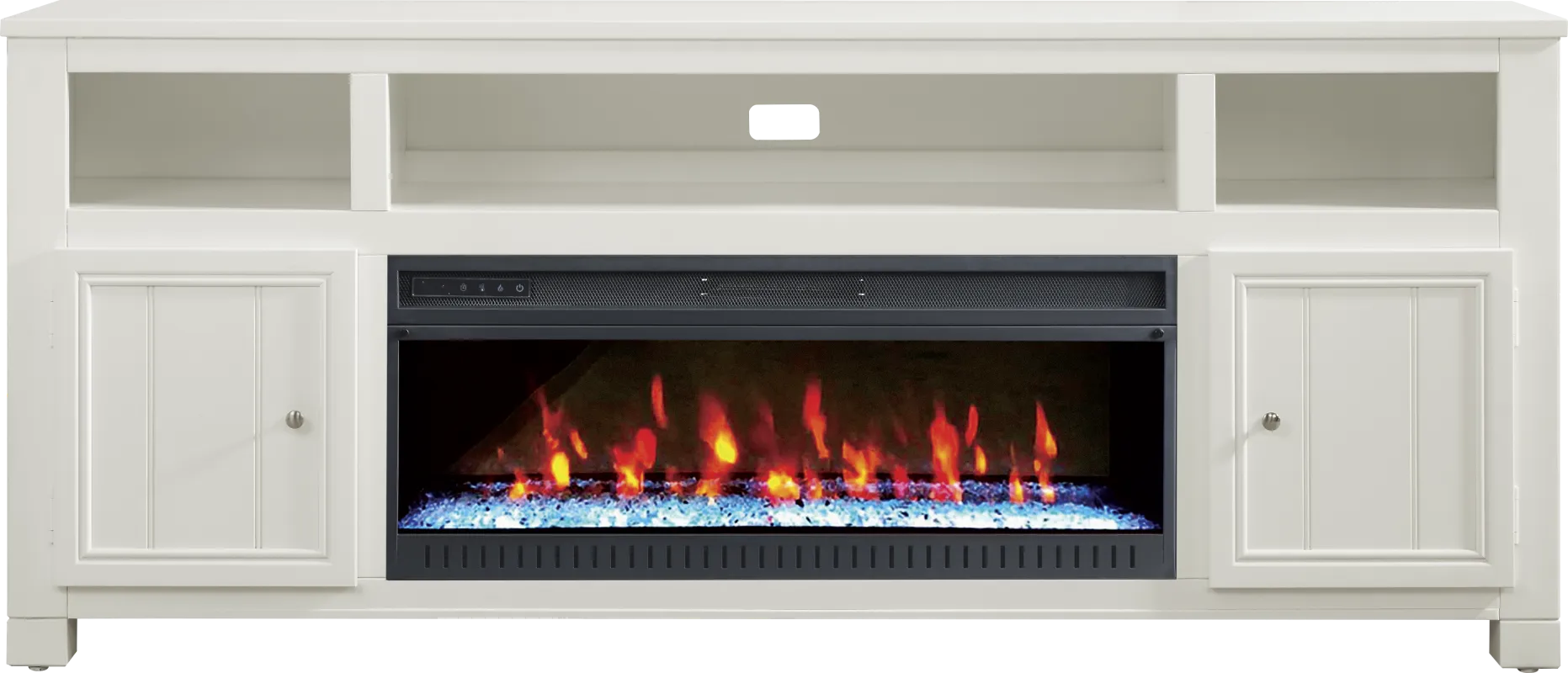 Lakeside Cottage White 84 In. Console with Electric Fireplace