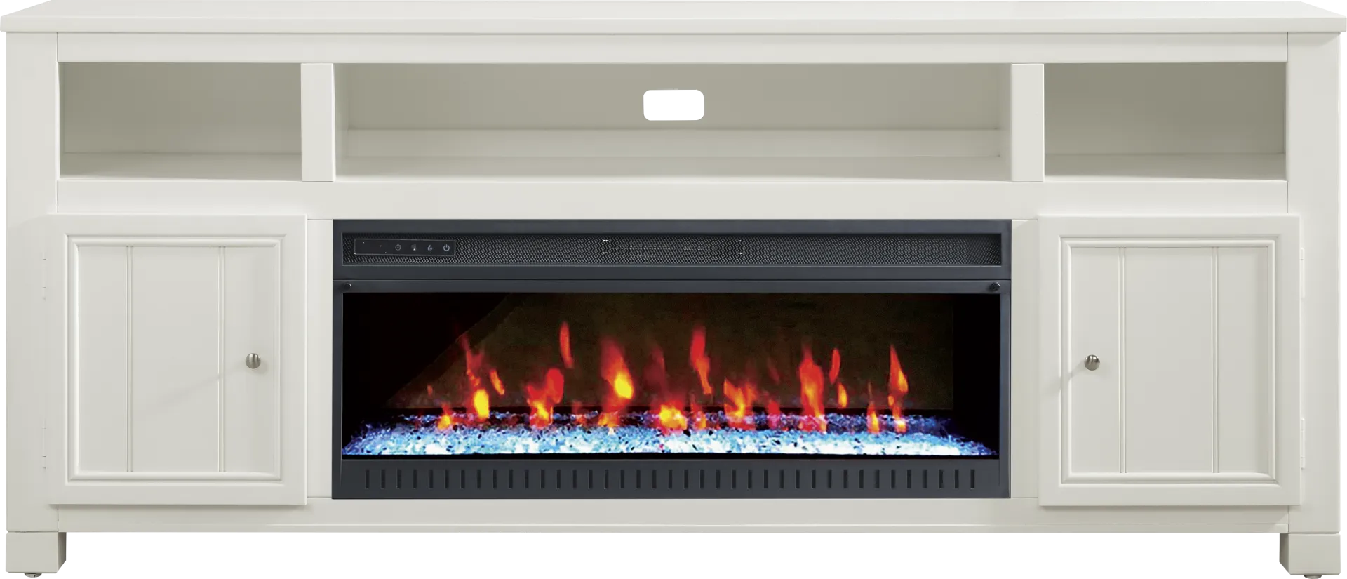 Lakeside Cottage White 84 In. Console with Electric Fireplace - Image 1