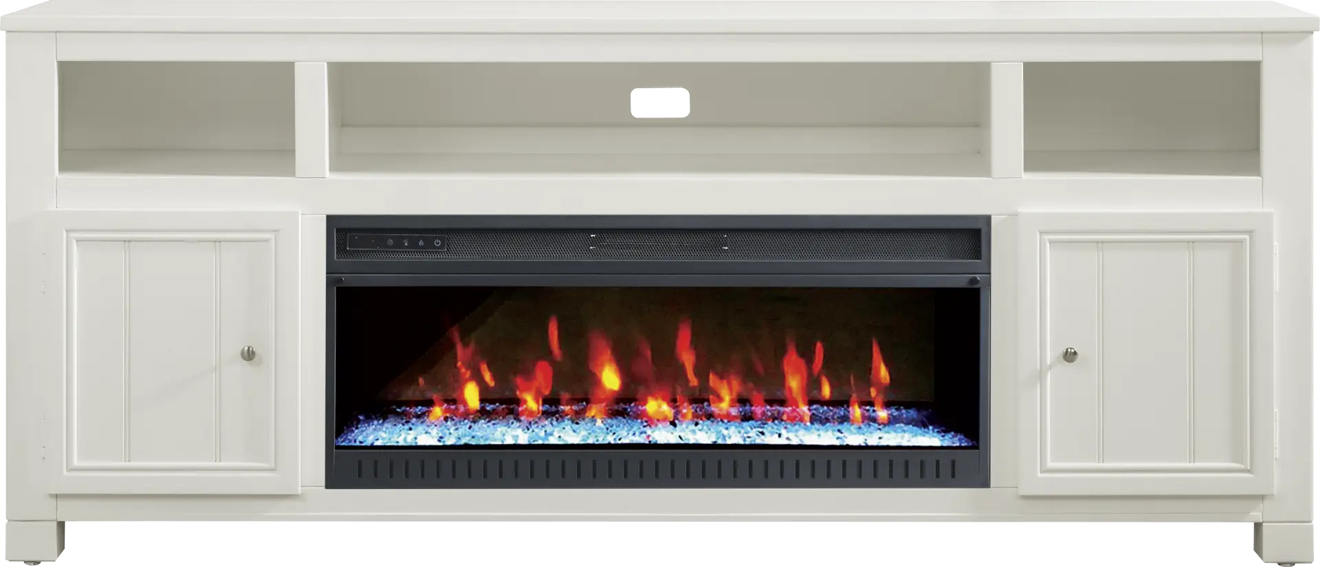 Lakeside Cottage White 84 In. Console with Electric Fireplace