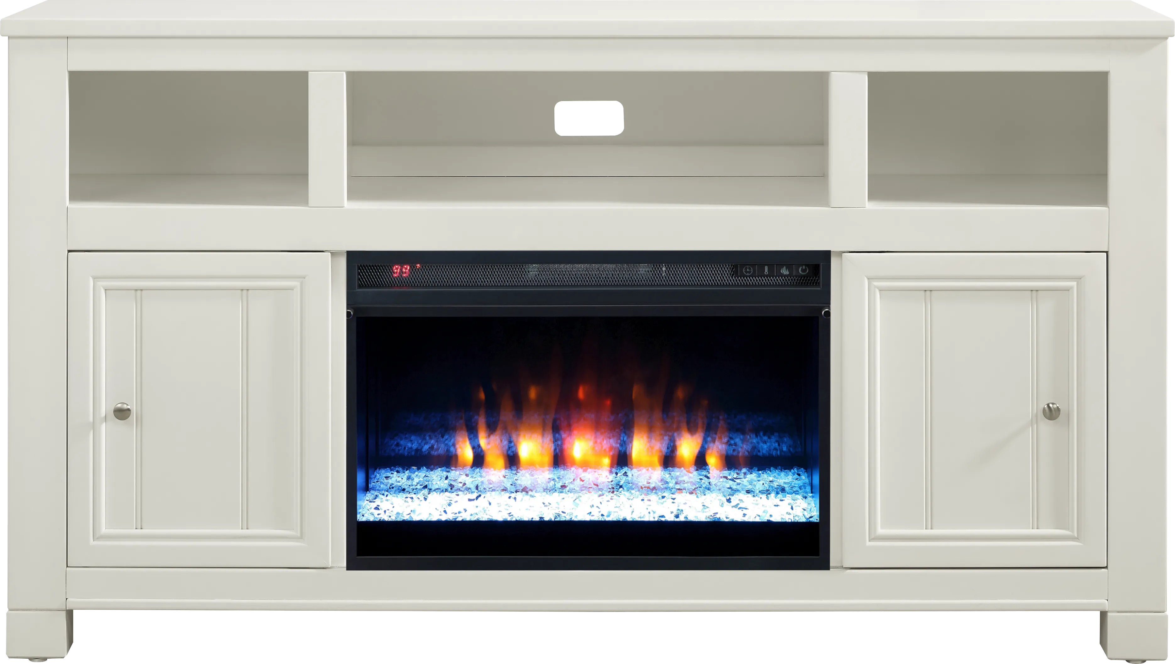 Lakeside Cottage White 64 In. Console with Electric Fireplace - Thumbnail - Image 1