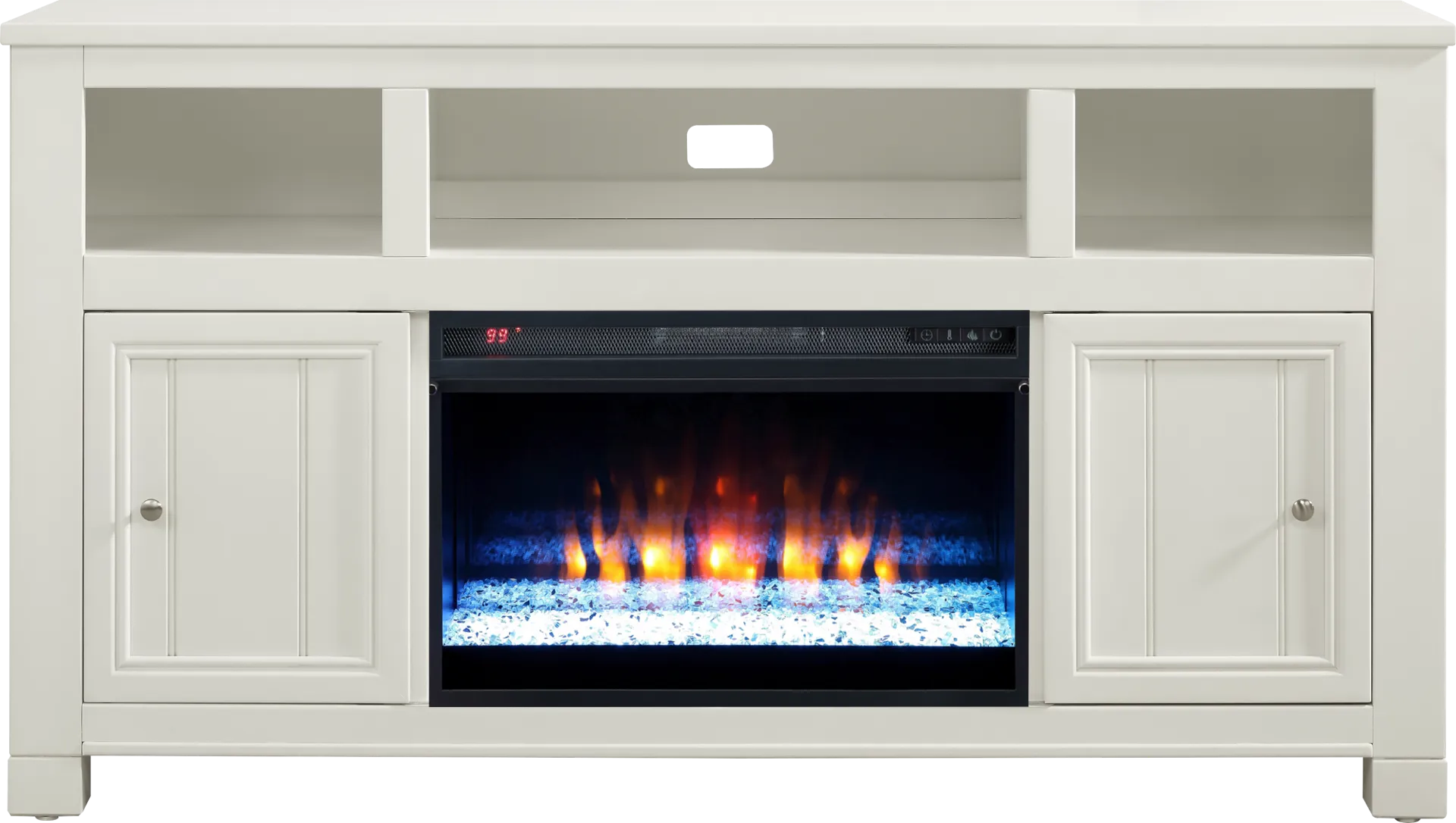Lakeside Cottage White 64 In. Console with Electric Fireplace - Image 1