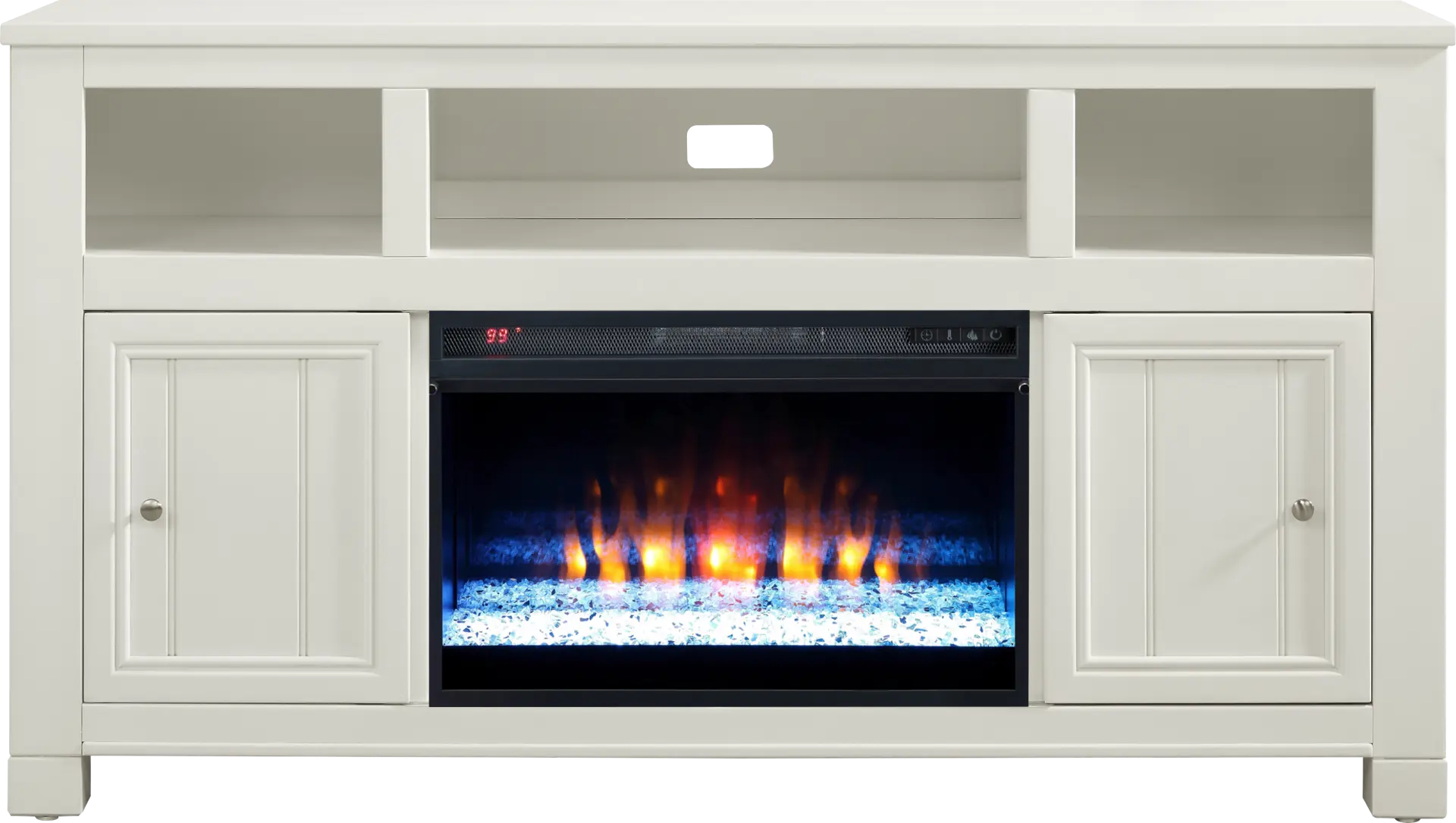 Lakeside Cottage White 64 In. Console with Electric Fireplace