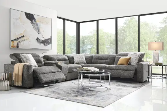 Belia Gray 6 Pc Dual Power Reclining Sectional