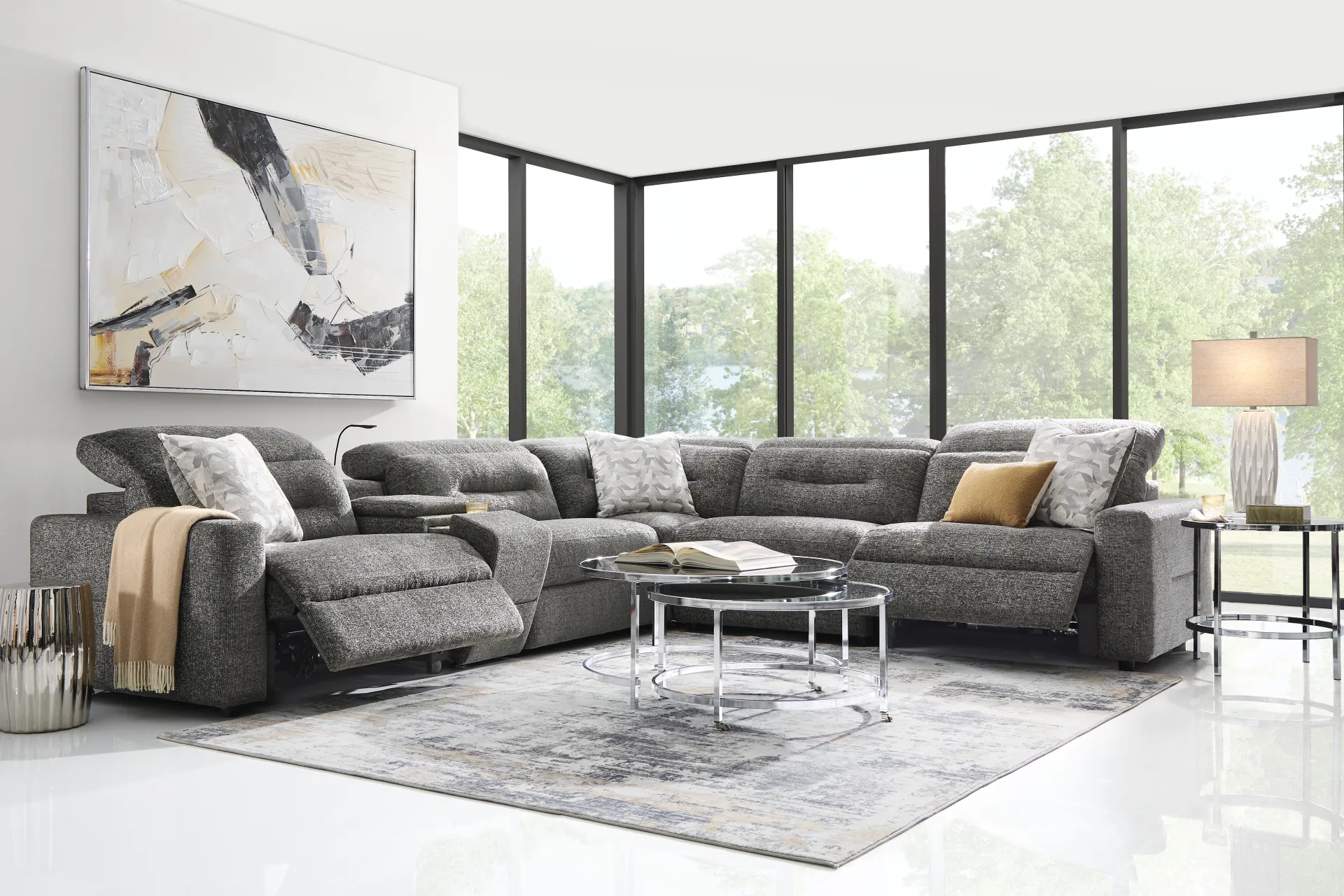 Belia Gray 6 Pc Dual Power Reclining Sectional - Image 1