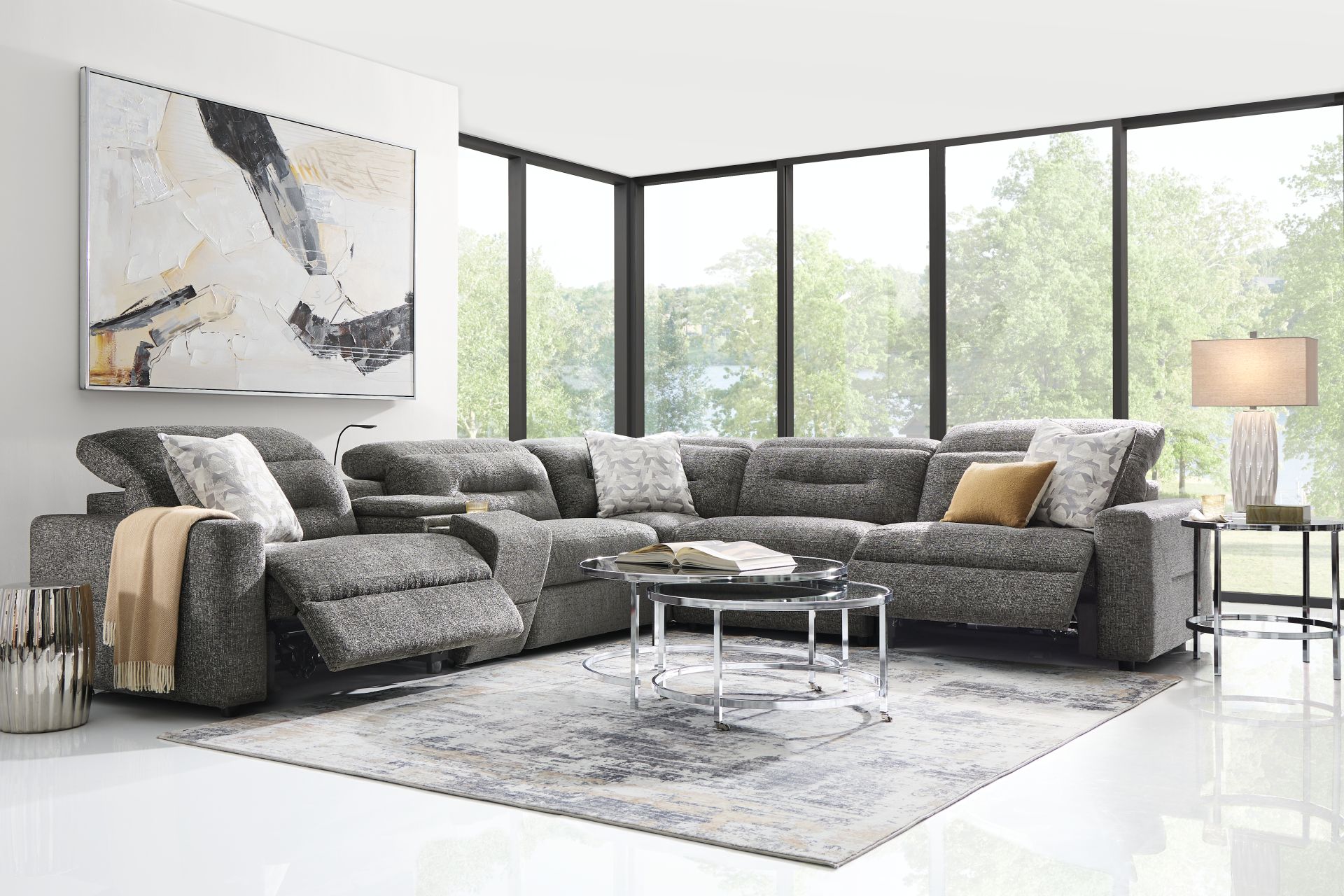 Belia Gray 6 Pc Dual Power Reclining Sectional - Image 2