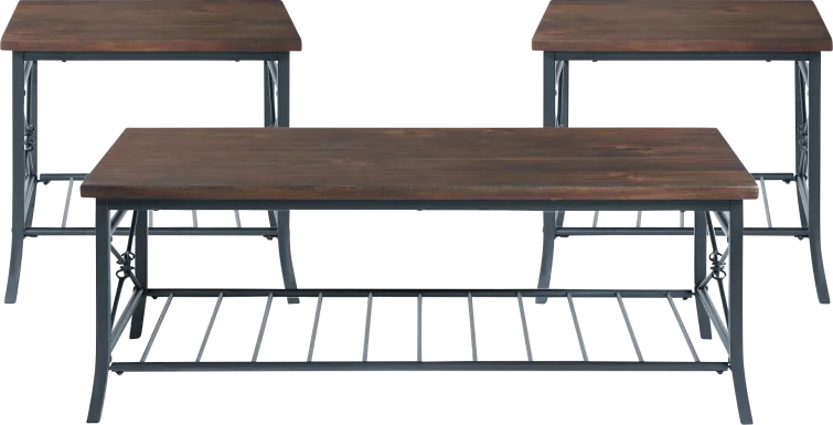 Heqet Brown 3 Pc Occasional Table Set