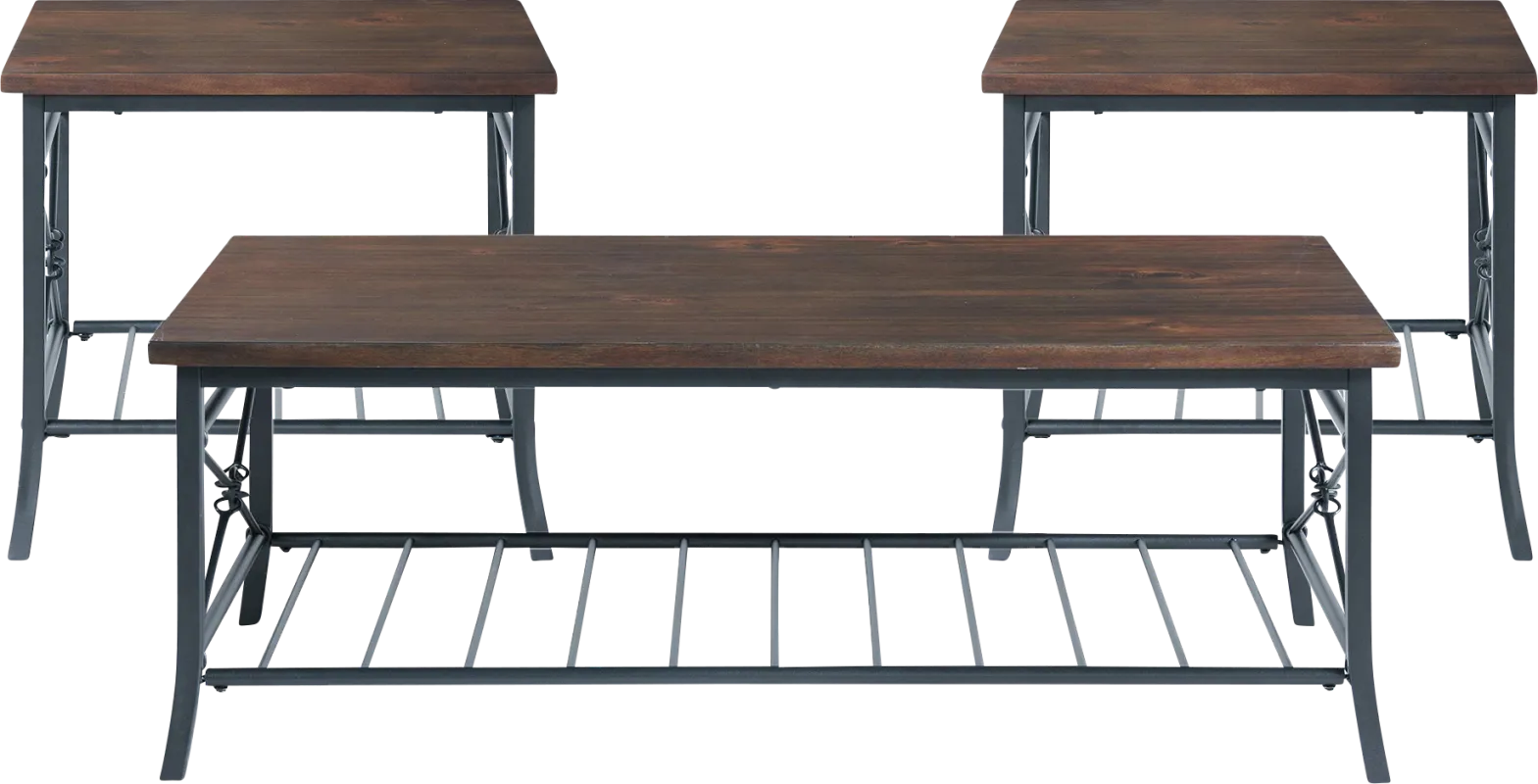 Heqet Brown 3 Pc Occasional Table Set