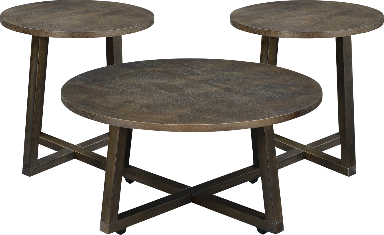 Antarta Walnut 3 Pc Occasional Table Set
