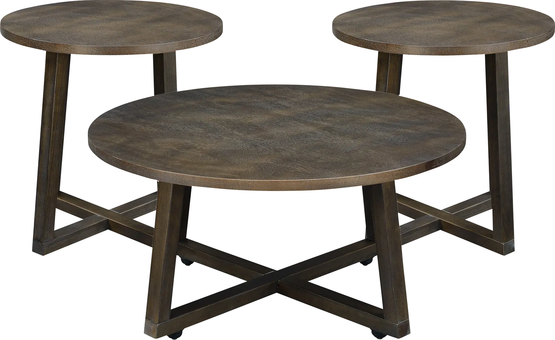 Antarta Walnut 3 Pc Occasional Table Set