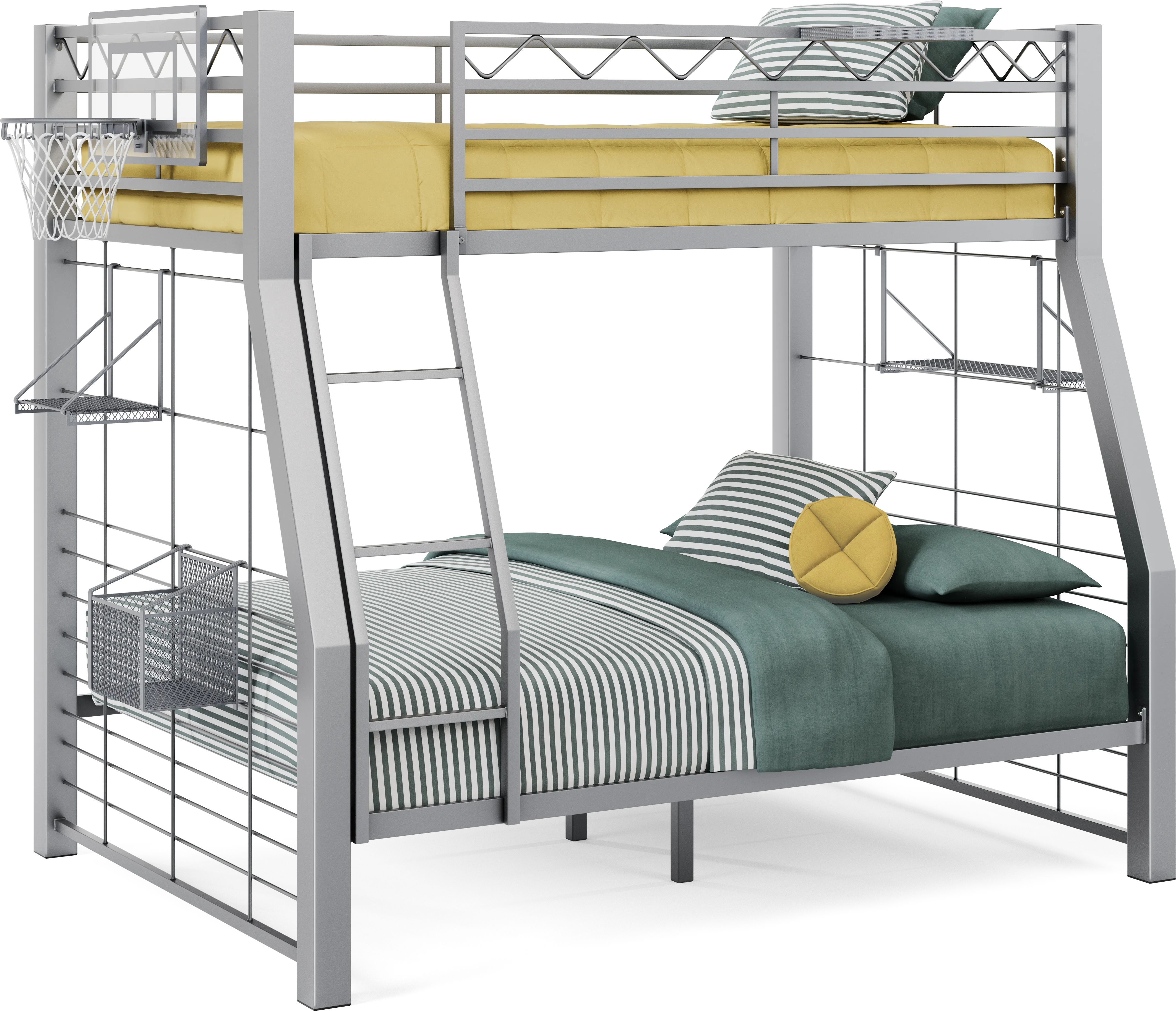 Build-A-Bunk Gray Twin/Full Bunk Bed with Gray Accessories and Basketball Hoop - Thumbnail - Image 1