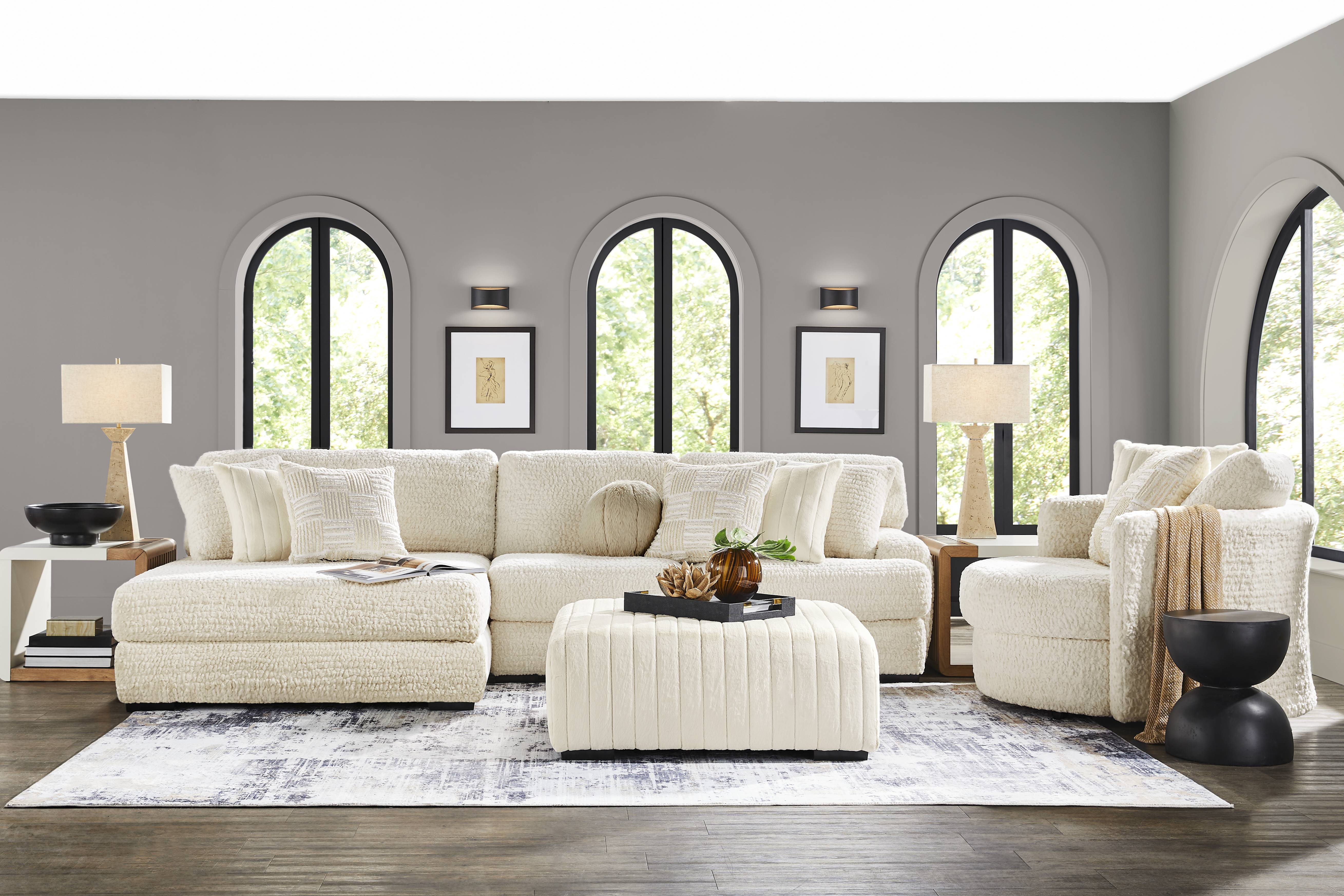 Chandler Ivory 5 Pc Sectional Living Room - Thumbnail - Image 1