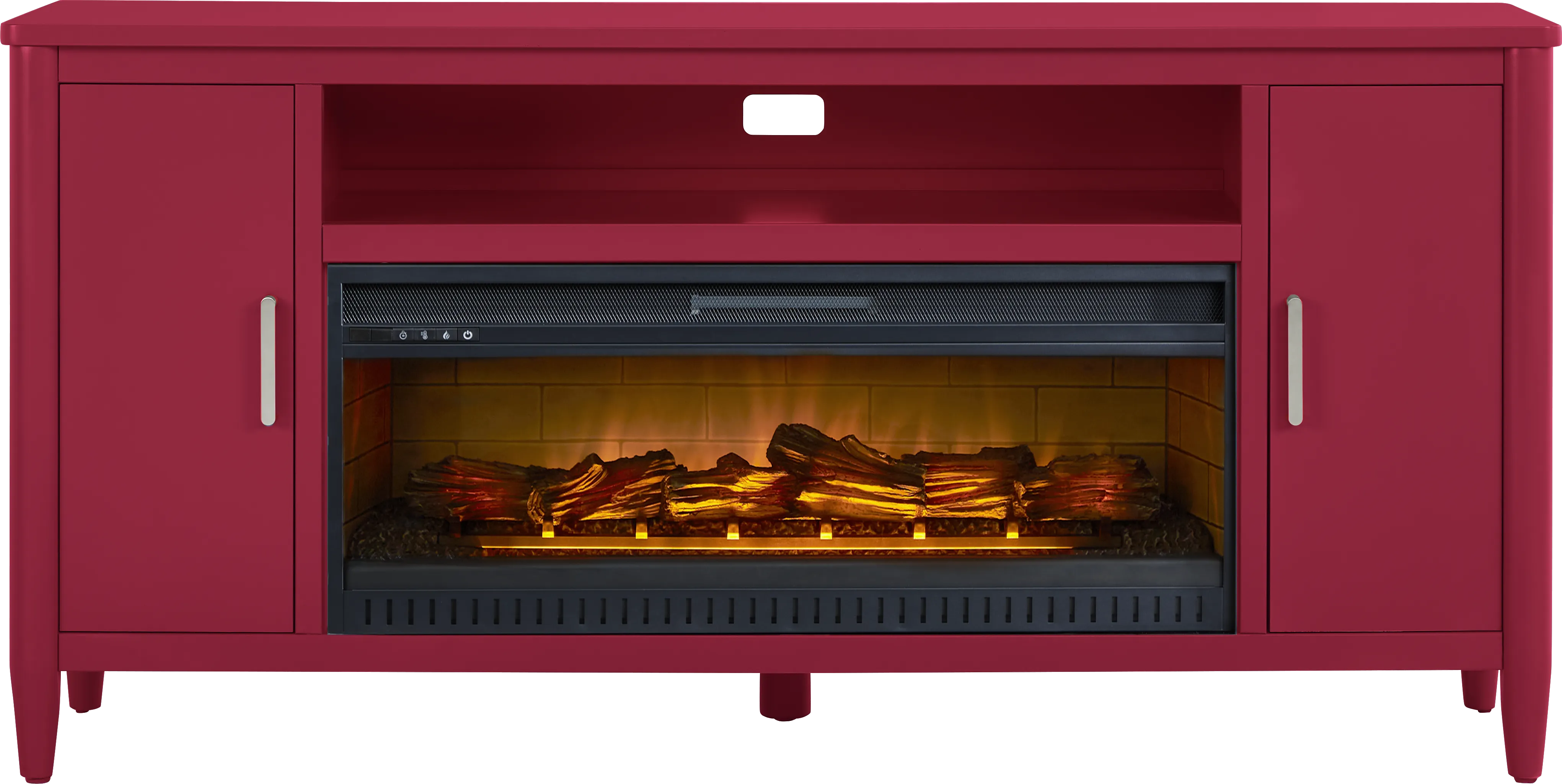 Modern Villa Red 72 in. Console with Electric Log Fireplace - Thumbnail - Image 1