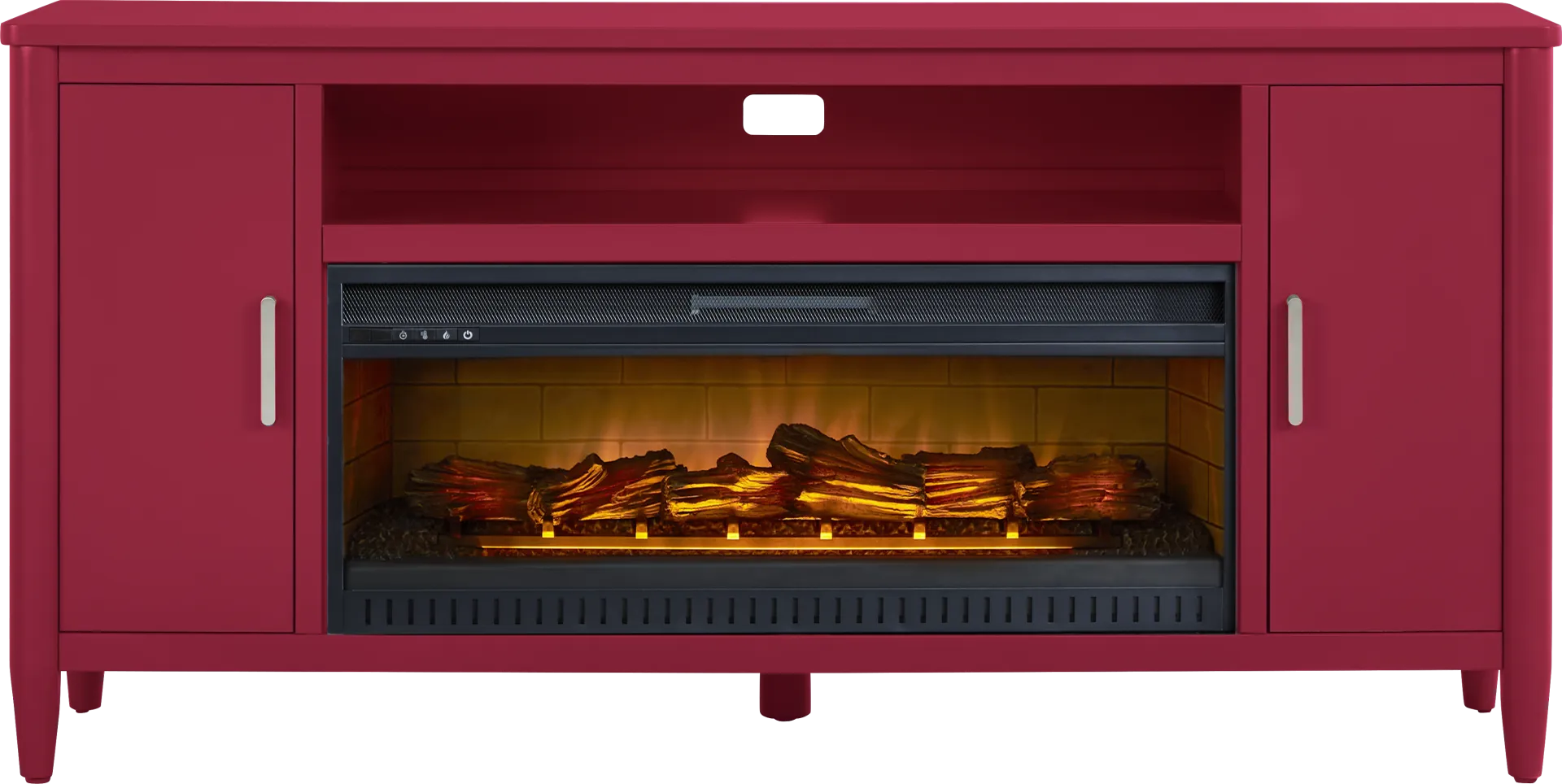 Modern Villa Red 72 in. Console with Electric Log Fireplace - Image 1