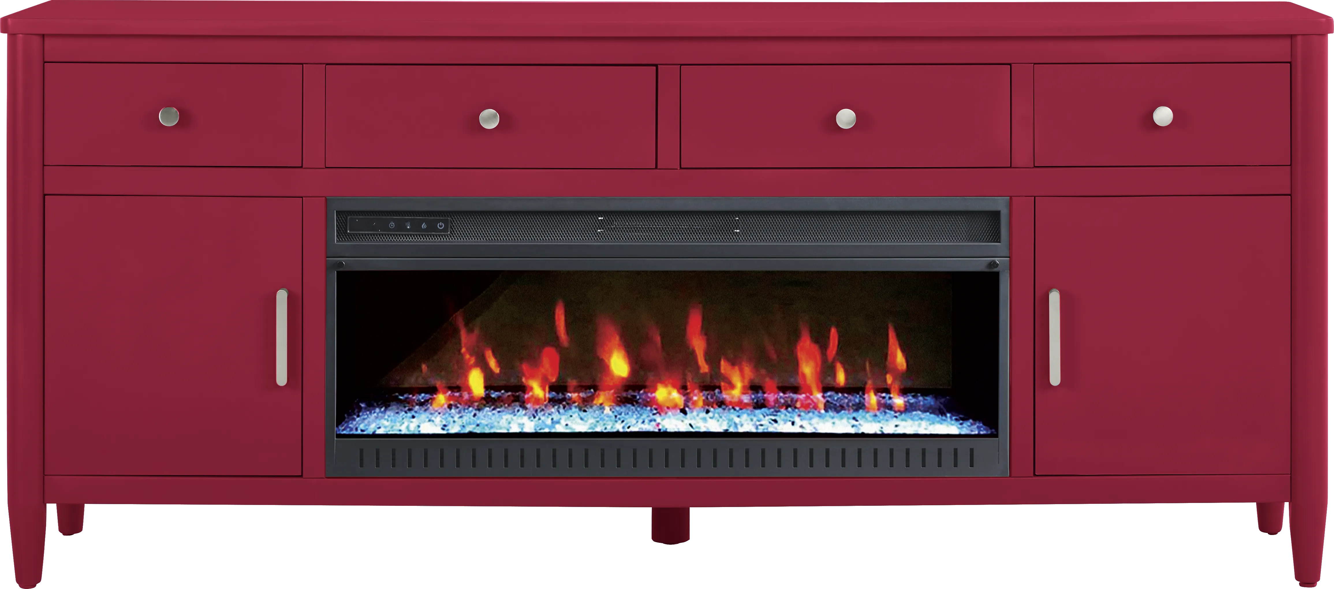 Modern Villa Red 82 in. Console with Electric Fireplace - Thumbnail - Image 1