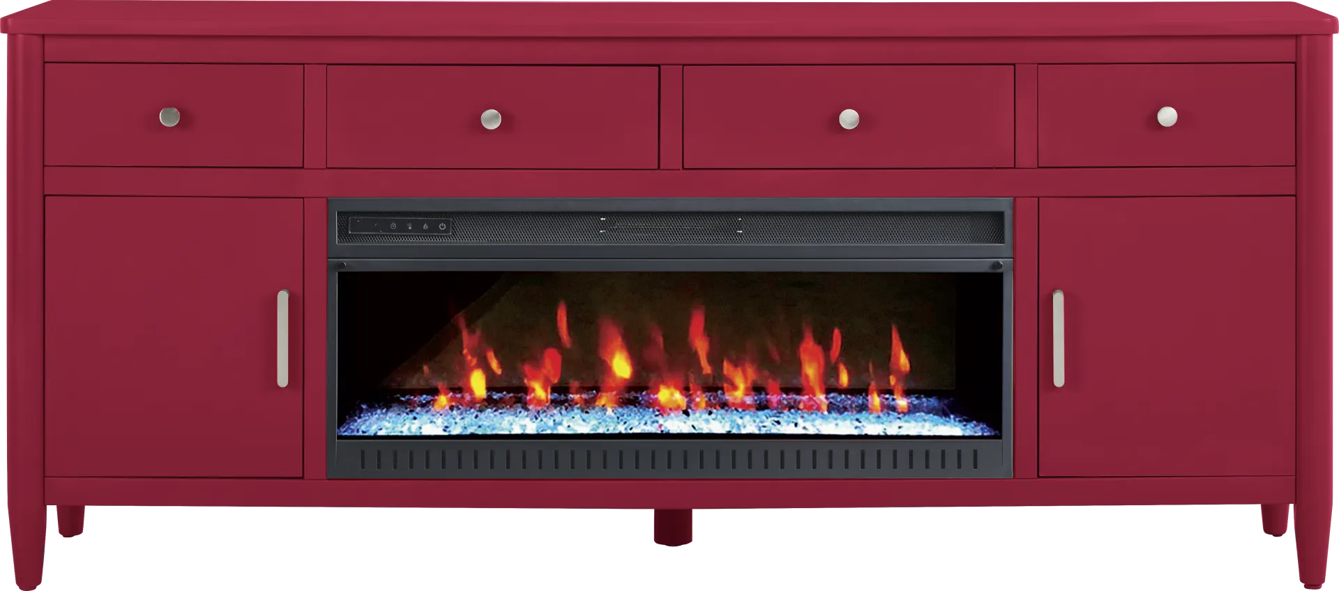 Modern Villa Red 82 in. Console with Electric Fireplace - Image 1