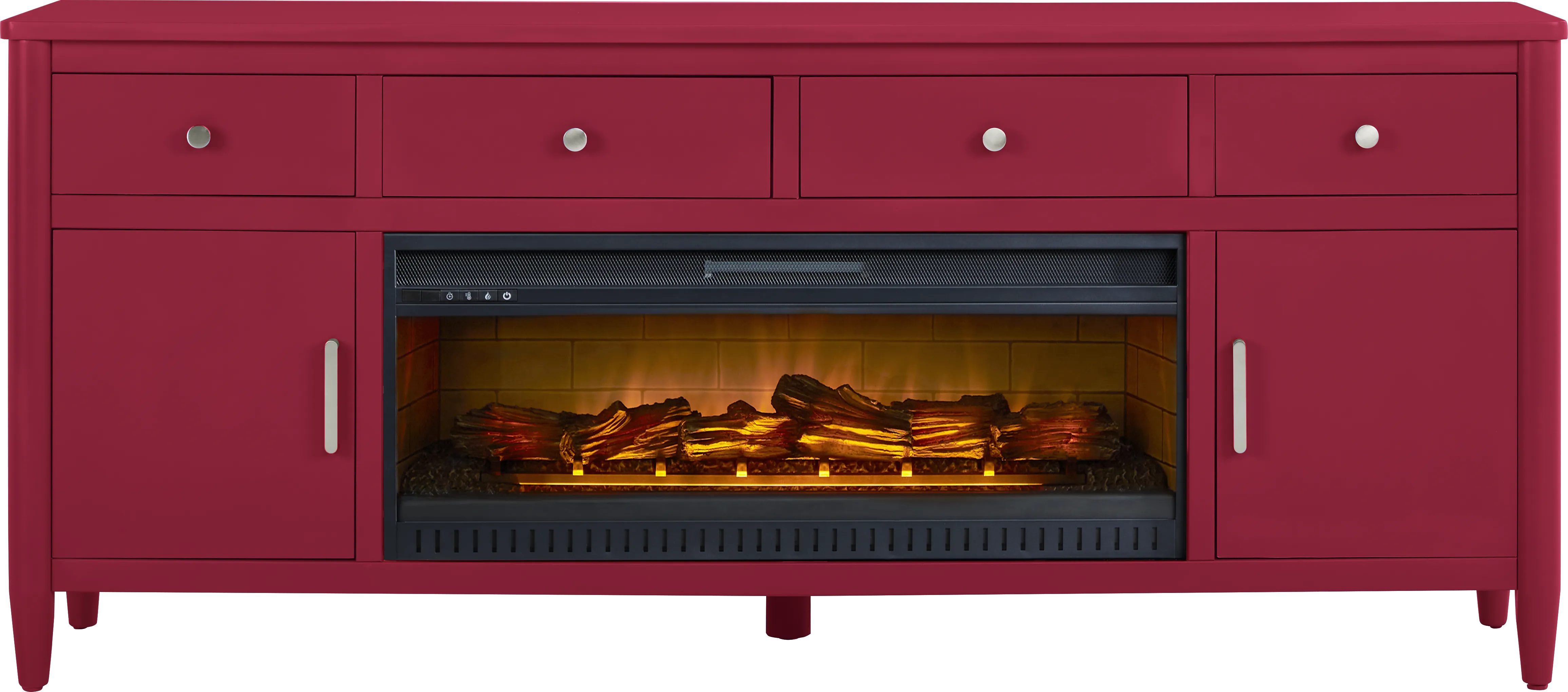 Modern Villa Red 82 in. Console with Electric Log Fireplace - Thumbnail - Image 1