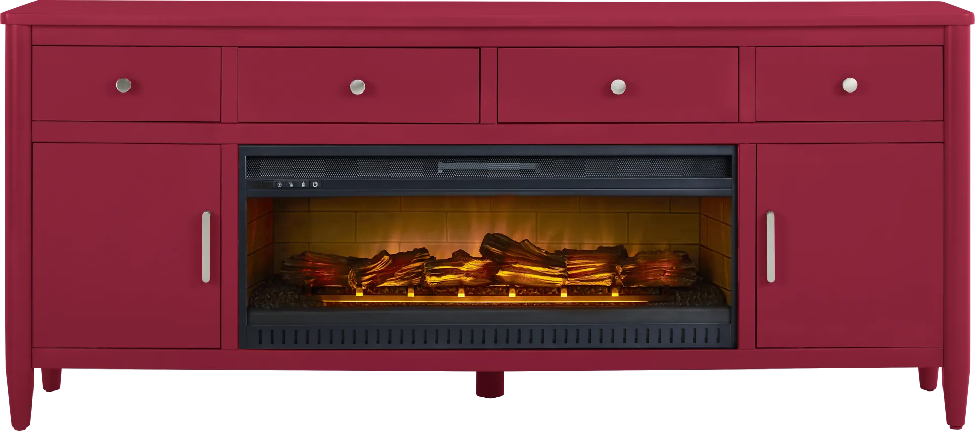 Modern Villa Red 82 in. Console with Electric Log Fireplace - Image 1