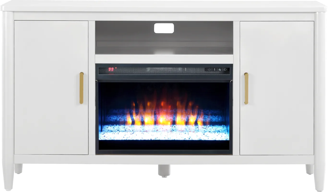 Modern Villa White 62 in. Console with Electric Fireplace