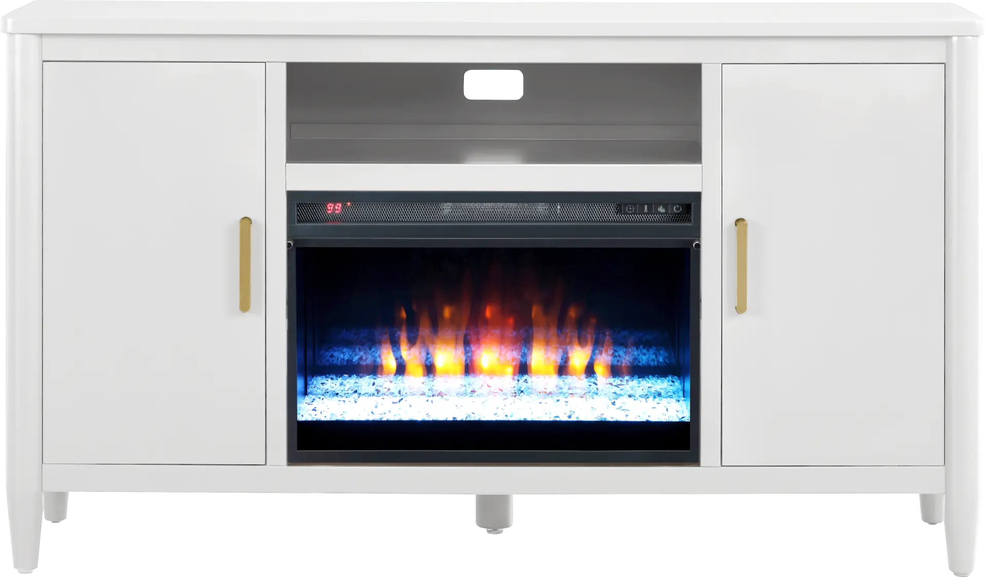 Modern Villa White 62 in. Console with Electric Fireplace