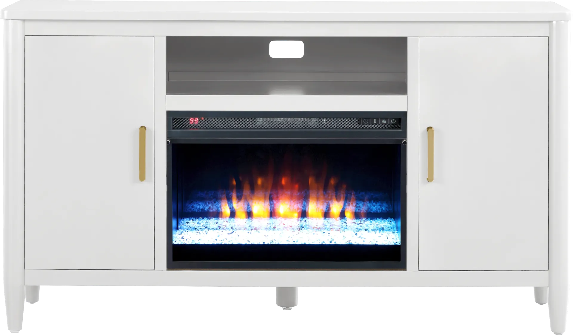Modern Villa White 62 in. Console with Electric Fireplace - Image 1