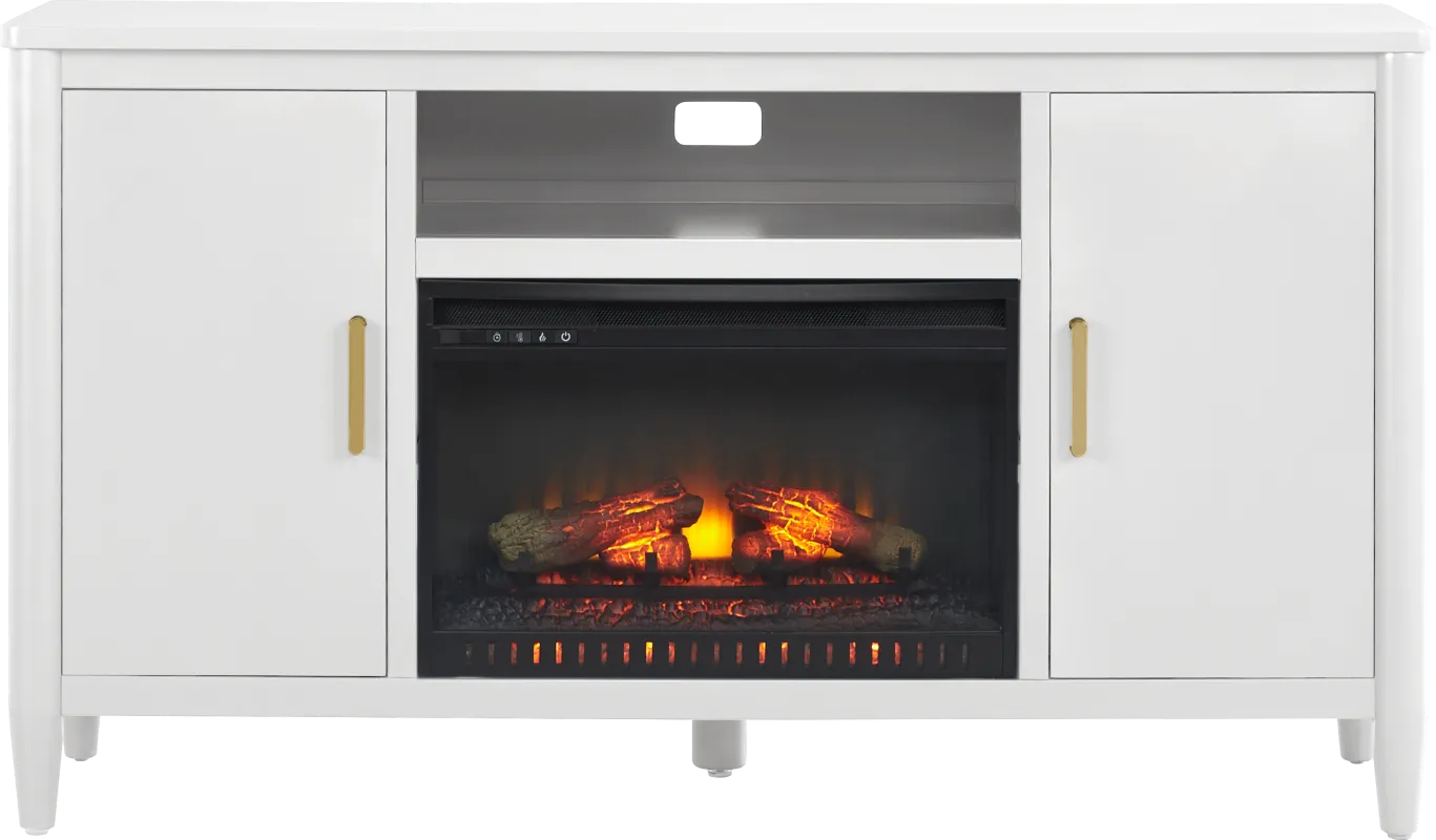 Modern Villa White 62 in. Console with Electric Log Fireplace