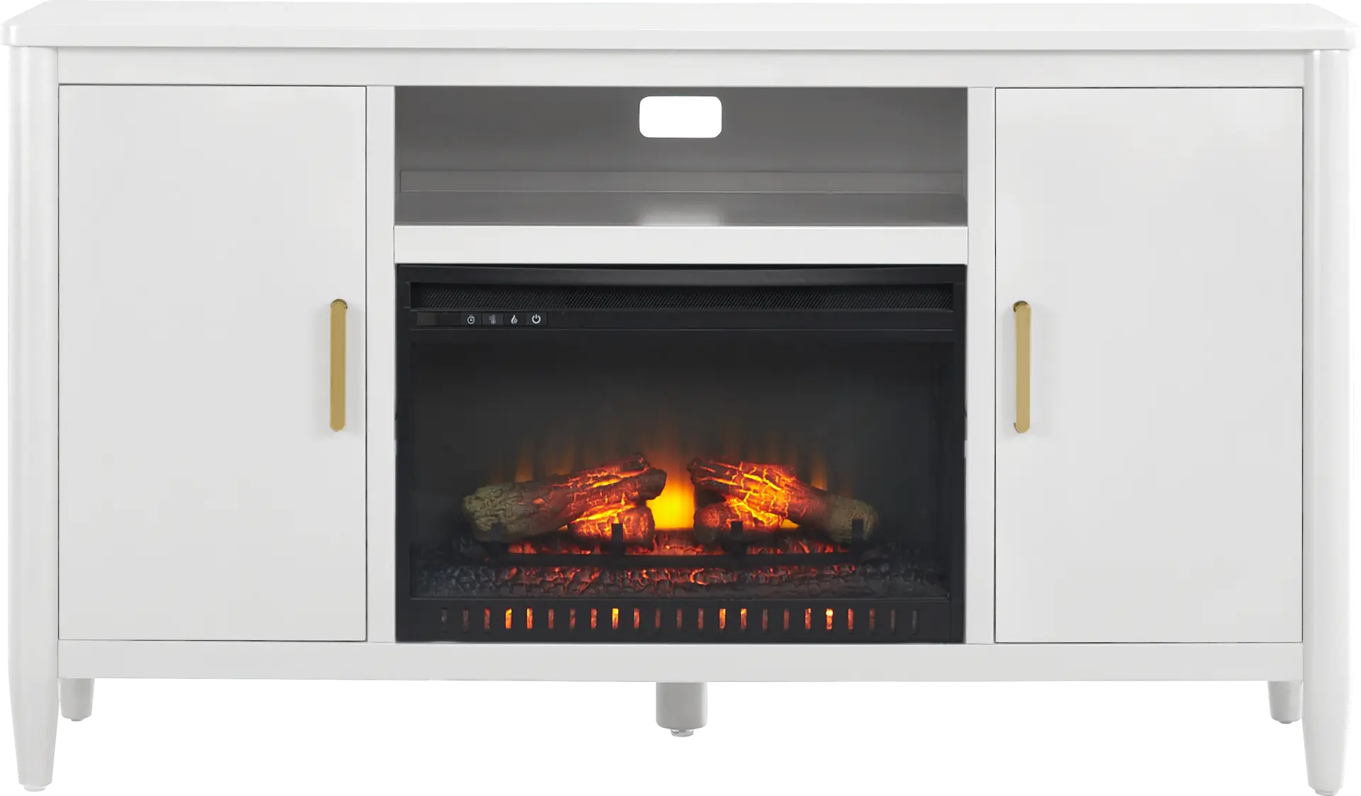 Modern Villa White 62 in. Console with Electric Log Fireplace