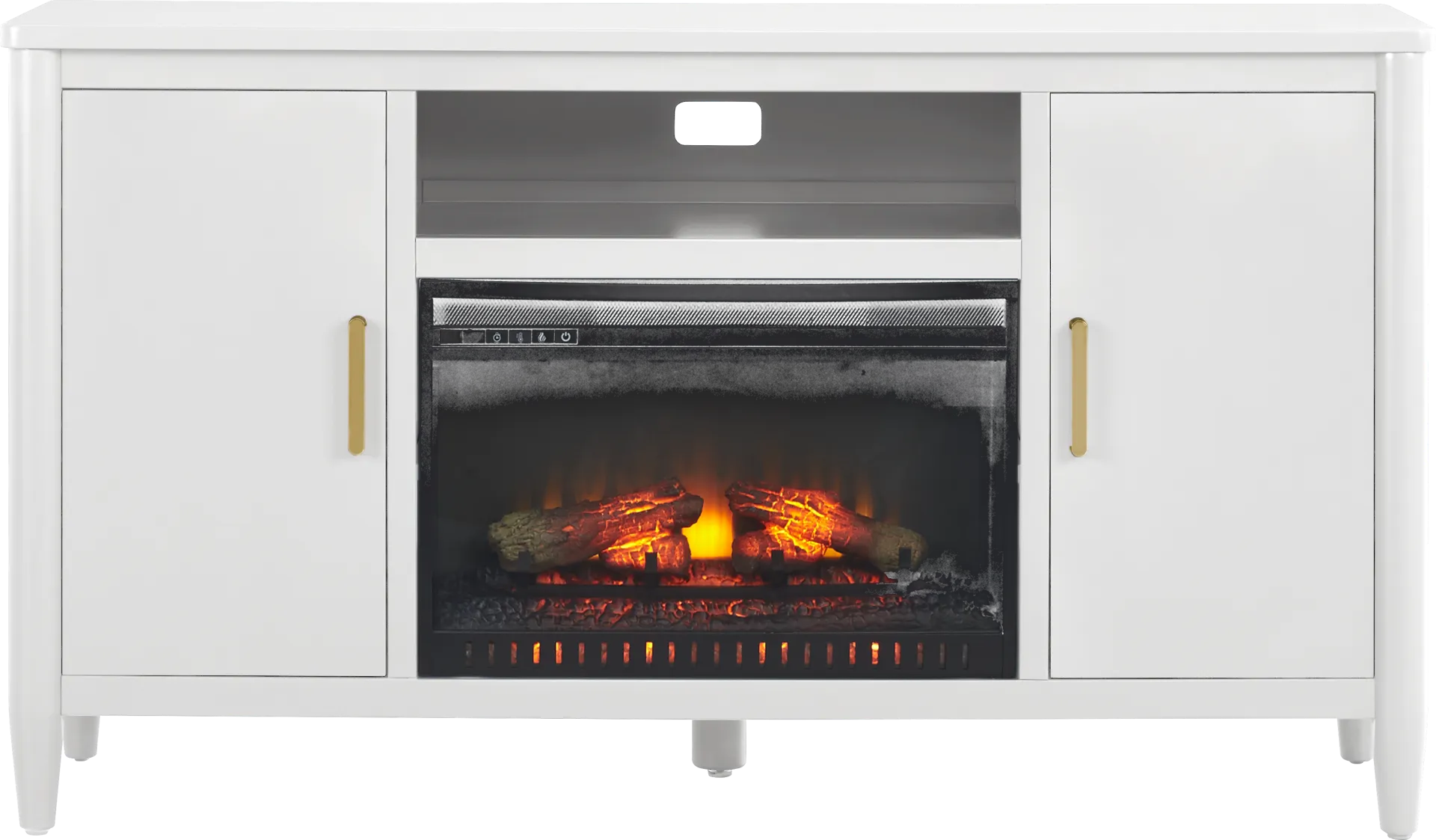 Modern Villa White 62 in. Console with Electric Log Fireplace - Image 1