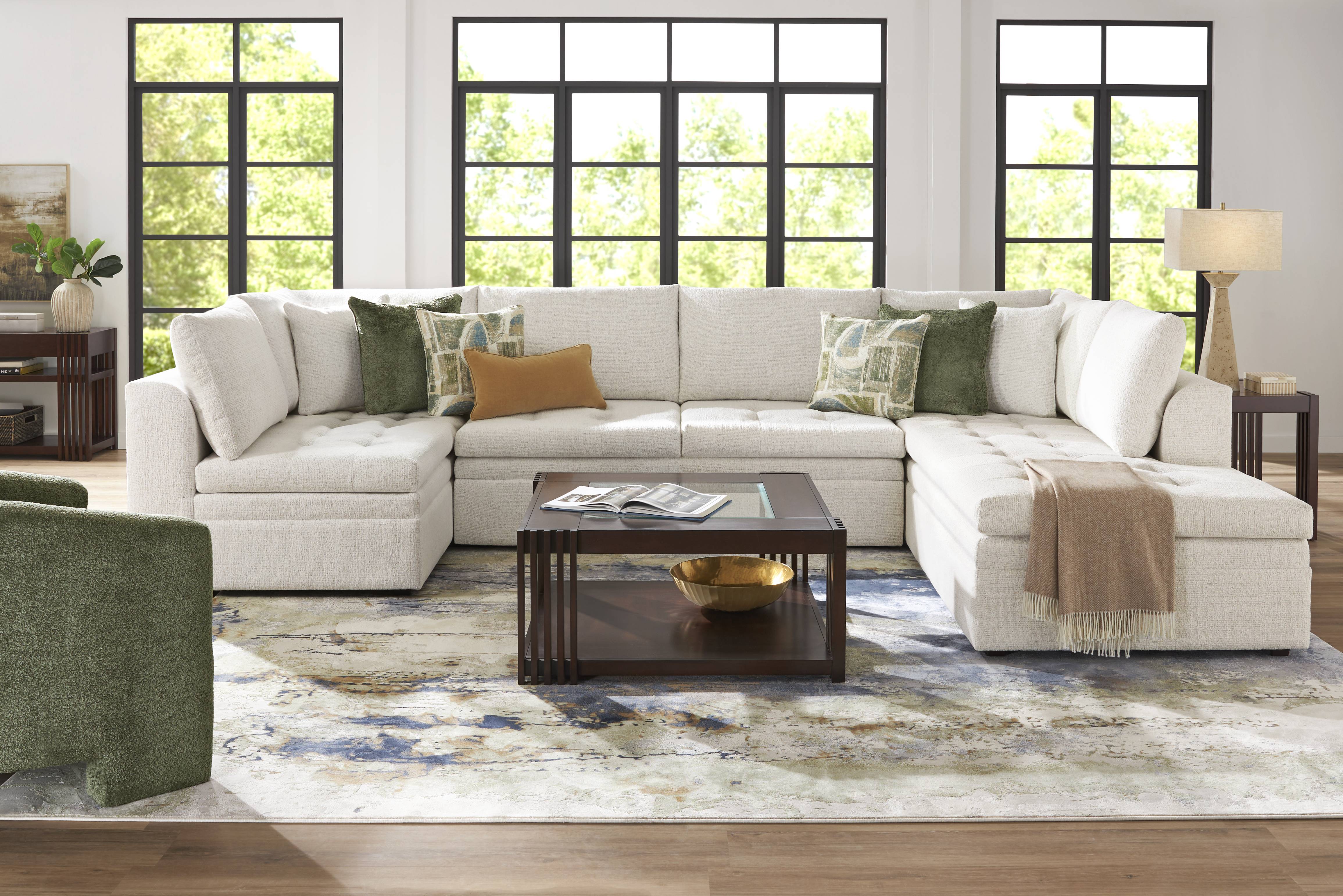 Sheridan Place Off-White 5 Pc Sleeper Sectional Living Room - Thumbnail - Image 1