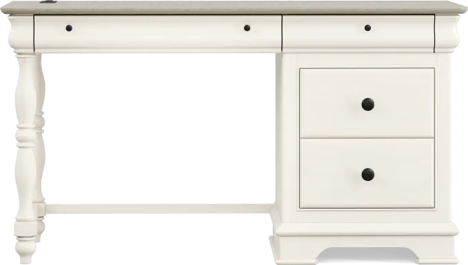 Kids Oberon Cream Pedestal Desk