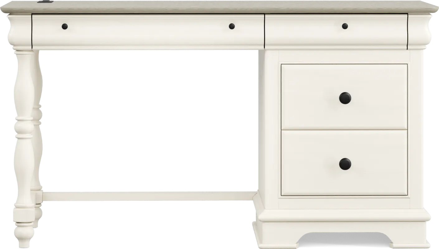 Kids Oberon Cream Pedestal Desk