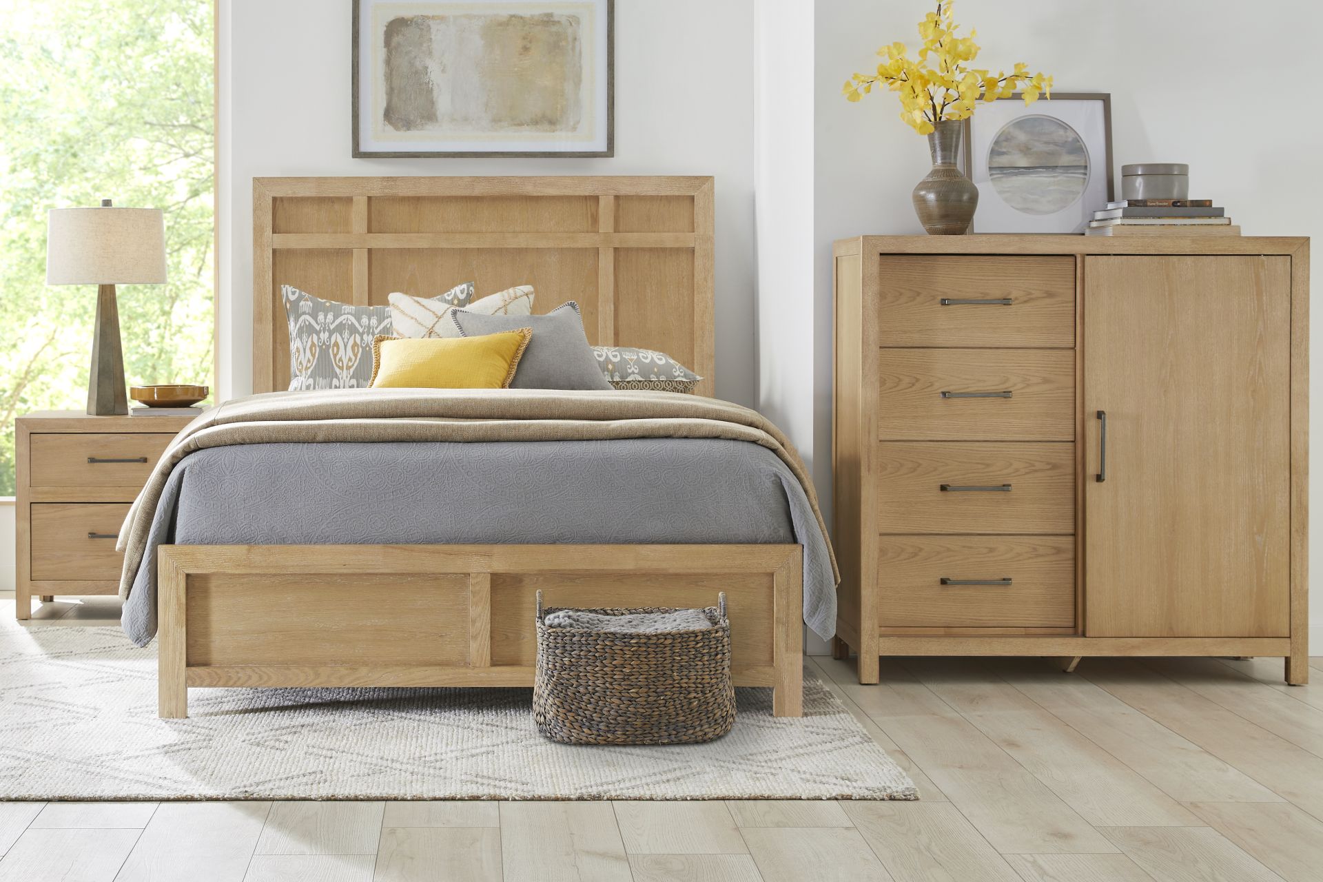 Woodley Natural 5 Pc King Panel Bedroom - Image 1