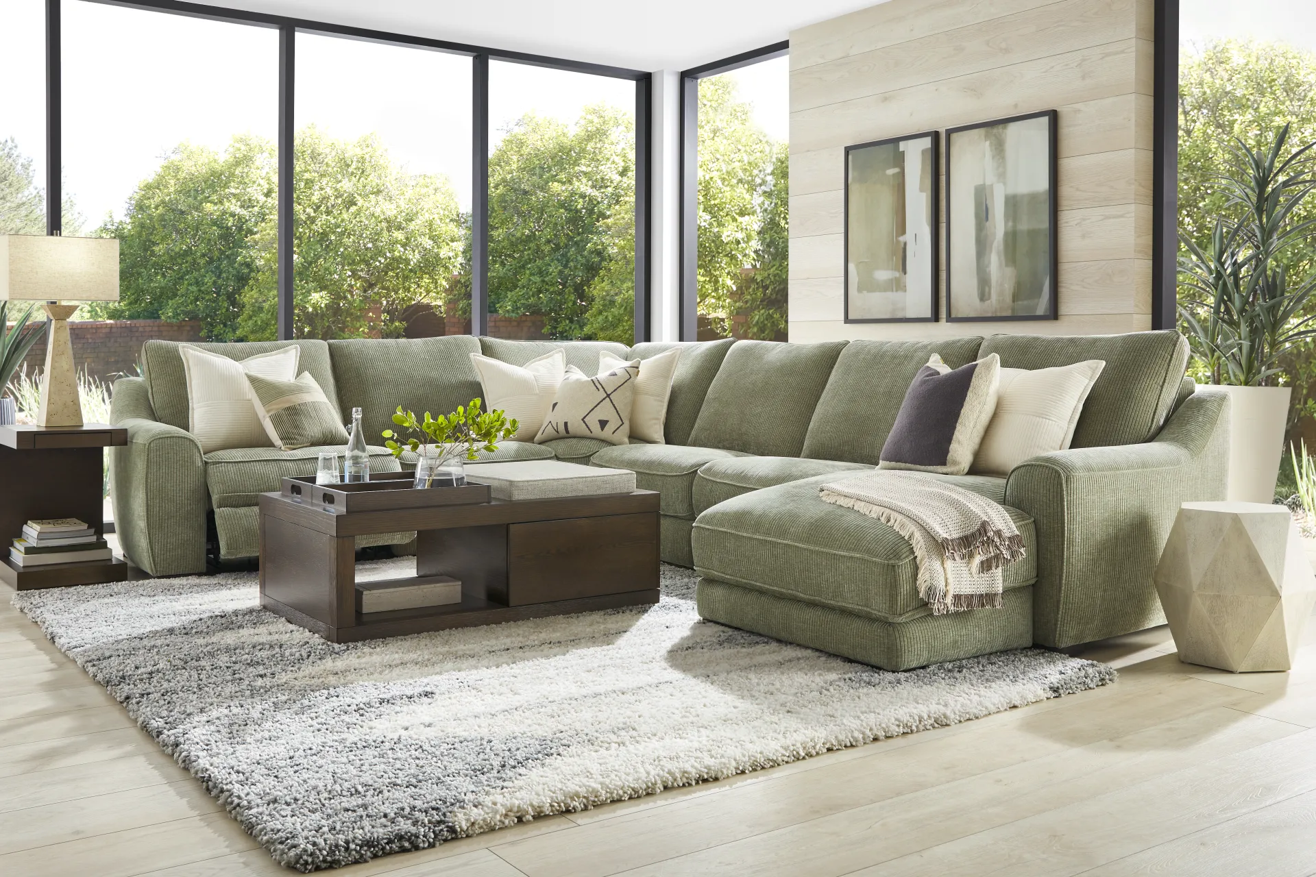 Somerset Green 6 Pc Dual Power Reclining Sectional - Image 1