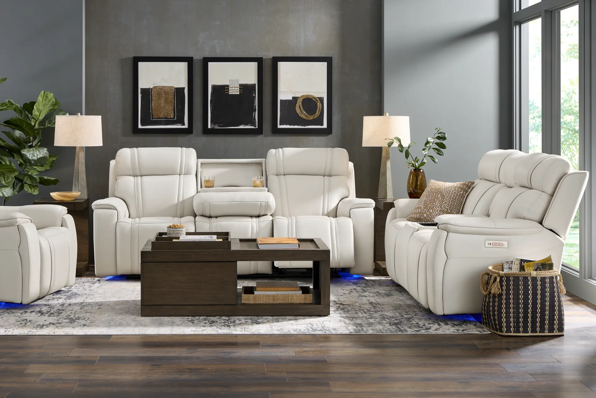 Sound Tech by Shaq Ice Leather Triple Power Reclining Loveseat with Audio - Image 1