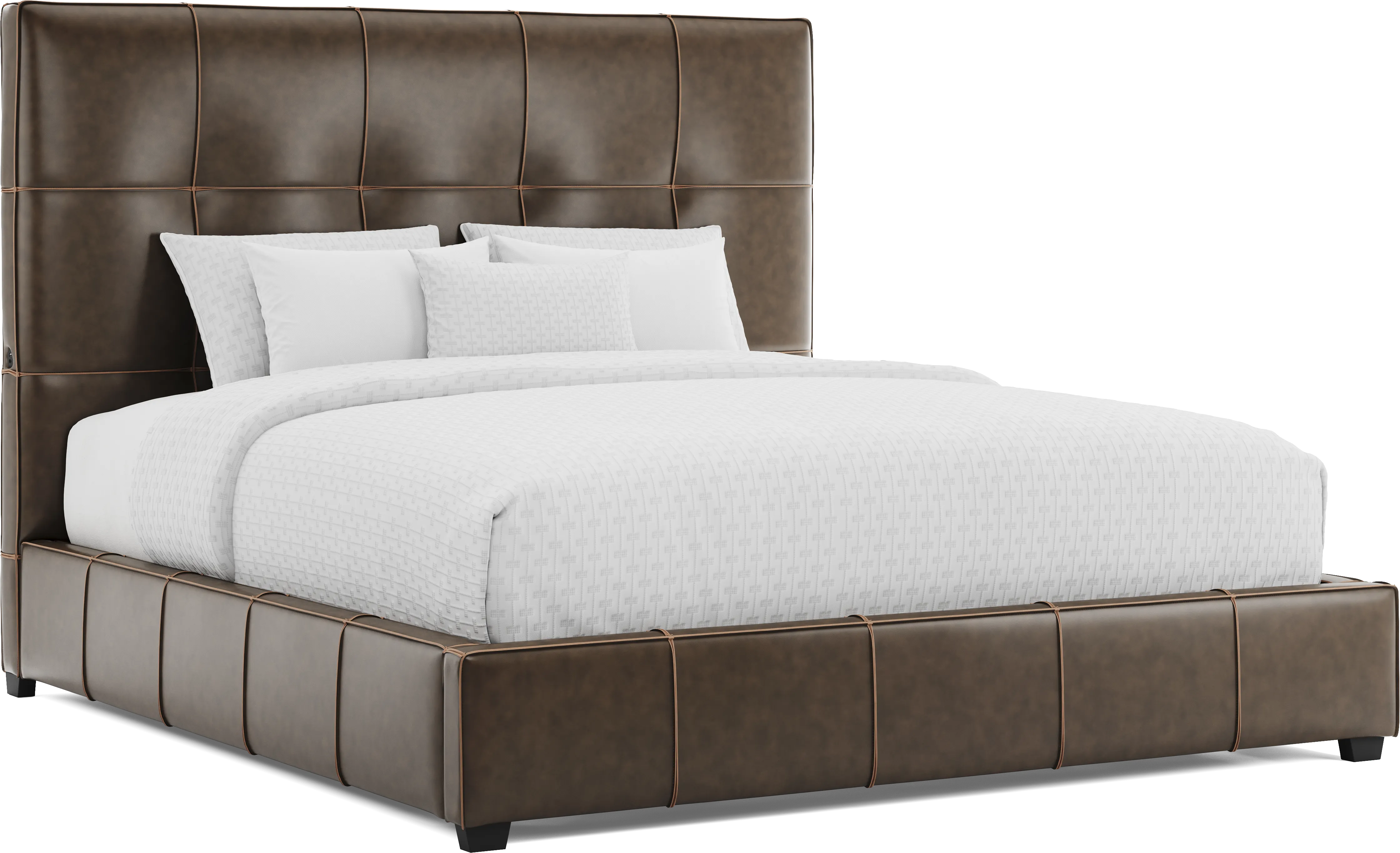 Giselle Chocolate Leather 3 Pc King Bed - Thumbnail - Image 1