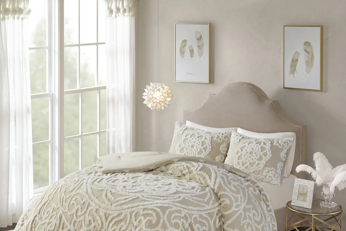 Decoty Taupe 3 Full/Queen Coverlet Set
