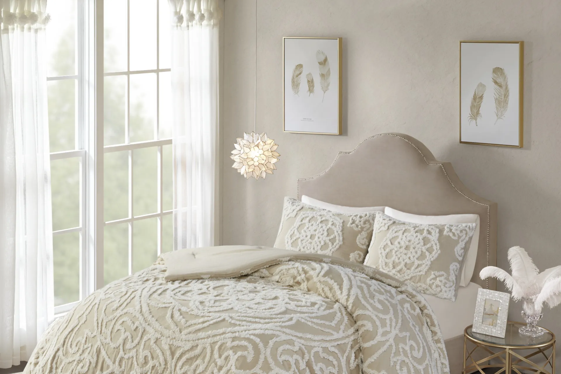 Decoty Taupe 3 Pc Full/Queen Comforter Set - Image 1