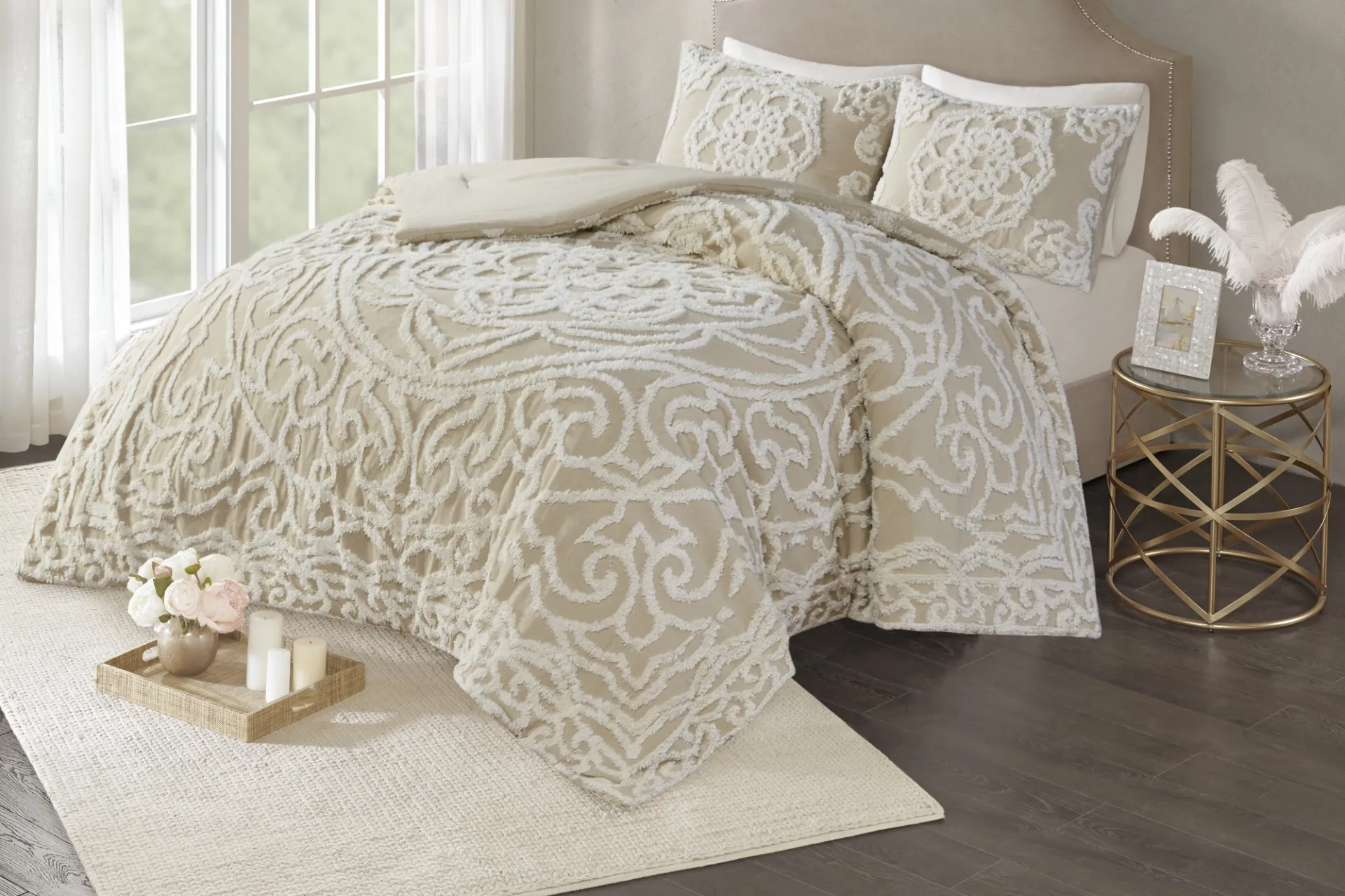 Decoty Taupe 3 Pc Full/Queen Comforter Set - Image 2