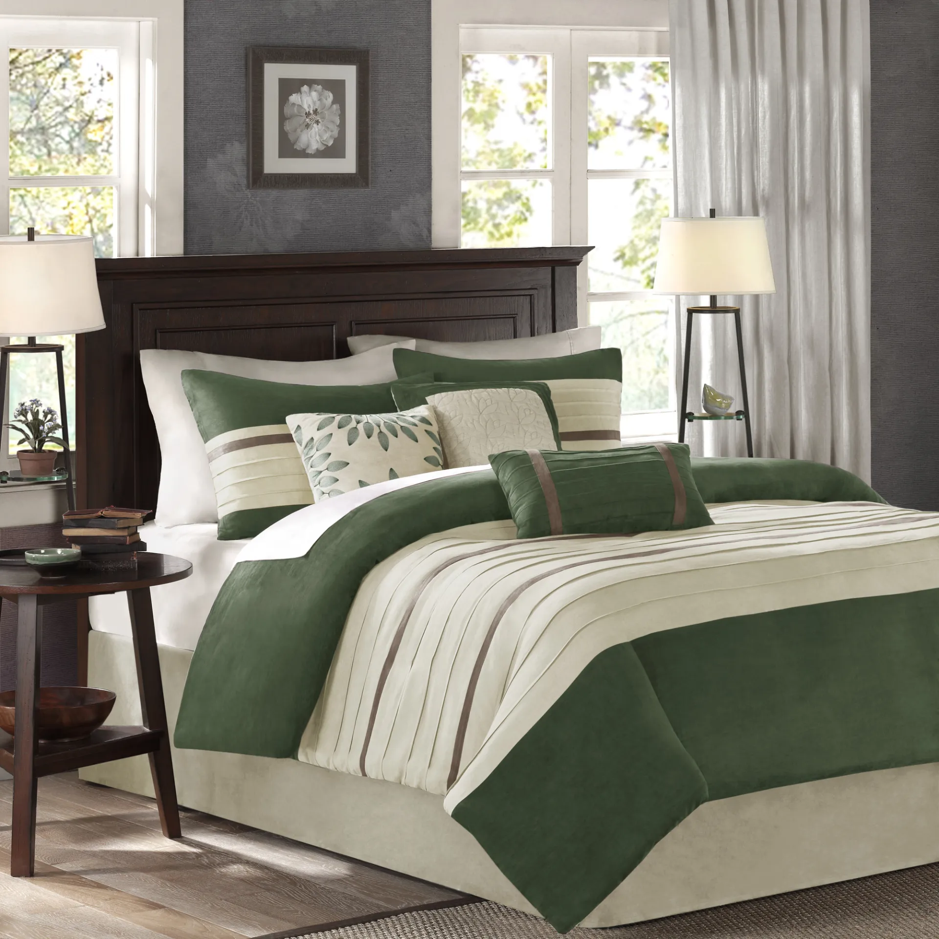 Tabosa Green 7 Pc Queen Comforter Set - Image 1