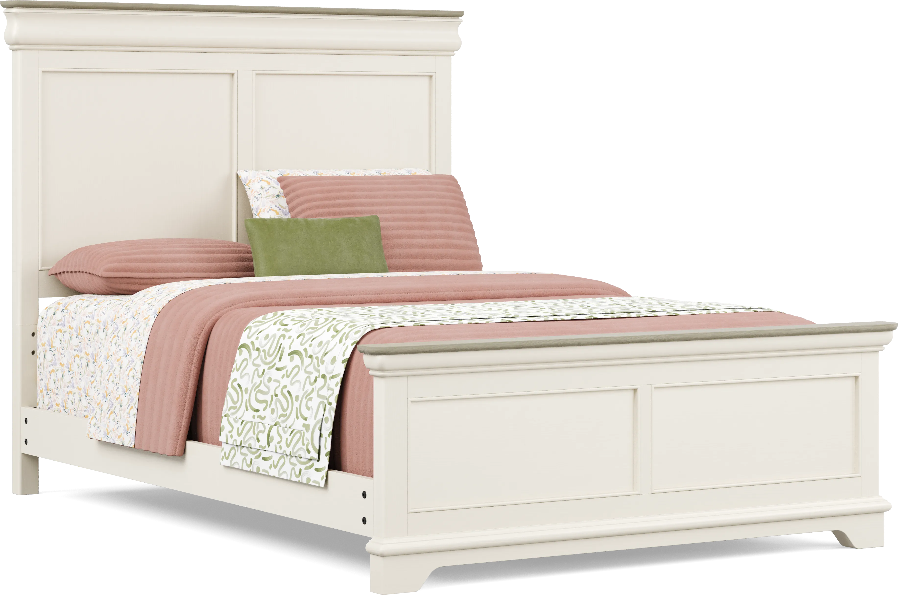 Kids Oberon Cream Full Panel Bed - Thumbnail - Image 1