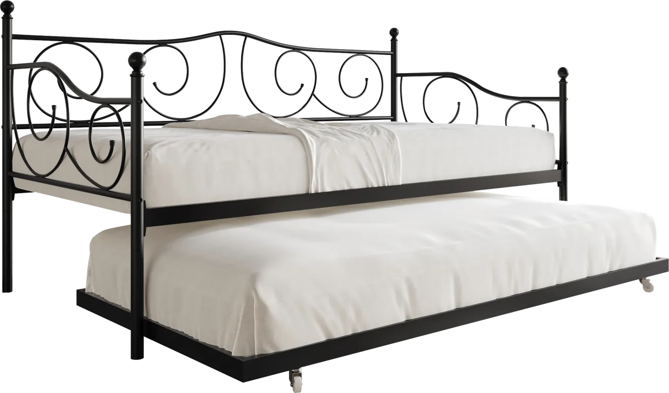 Sawwarers Black Daybed With Trundle