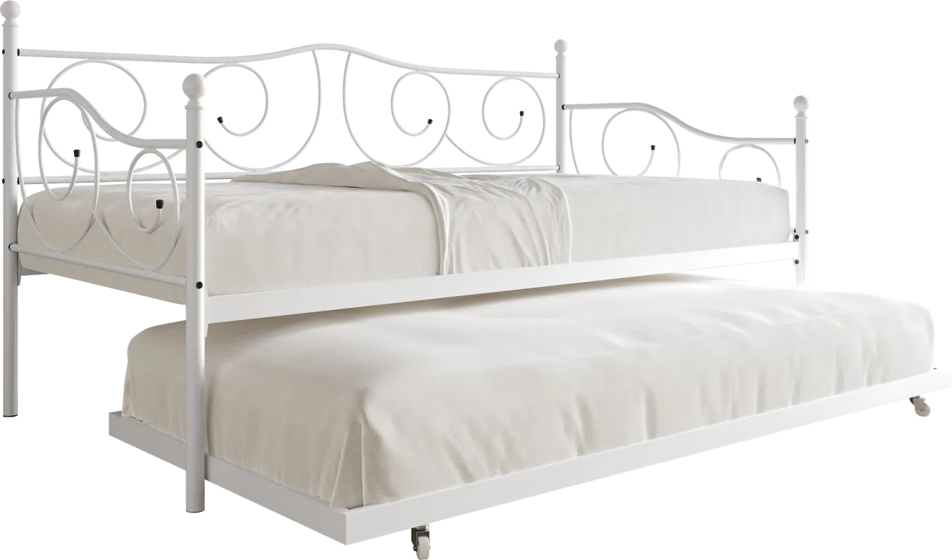 Sawwarers White Daybed With Trundle
